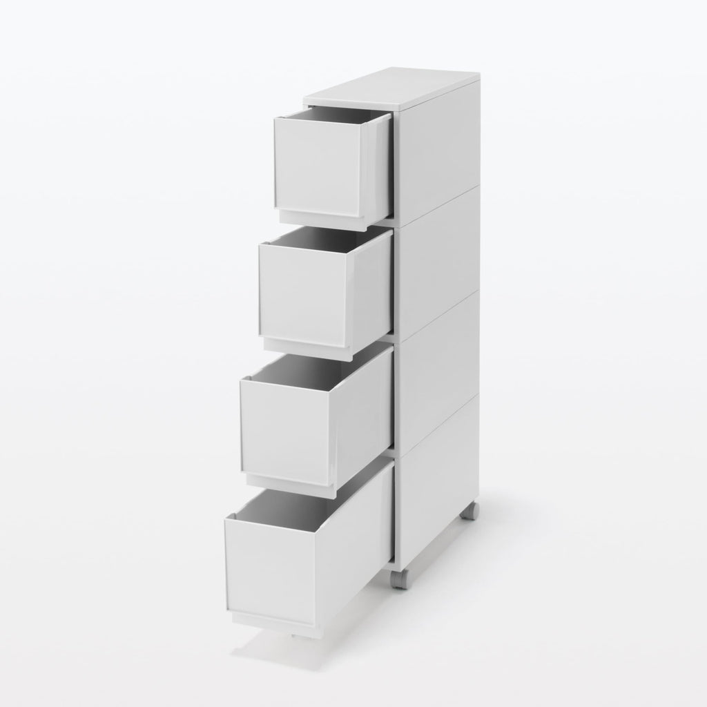 Polypropylene Stocker with Caster - White Gray 4 Tier
