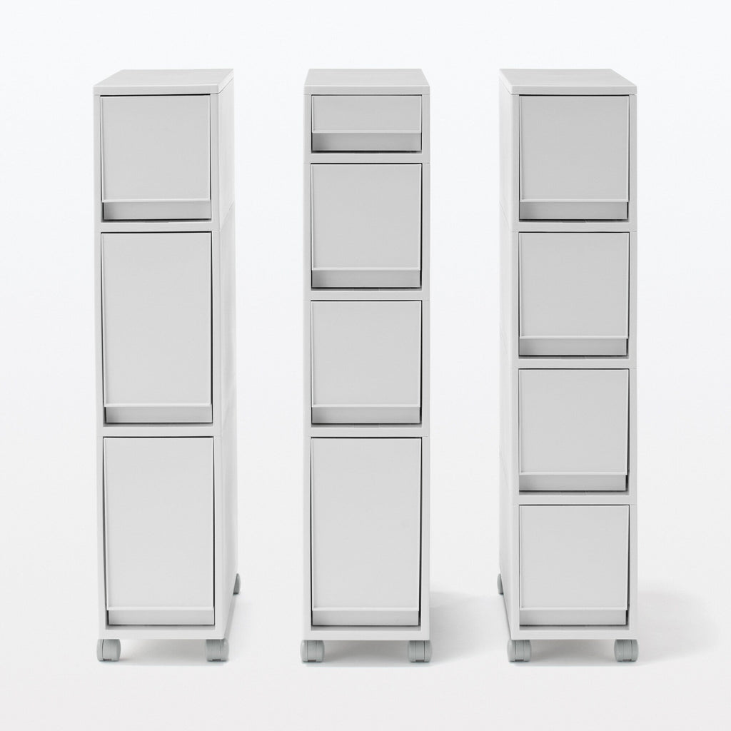 Polypropylene Stocker with Caster - White Gray 4 Tier