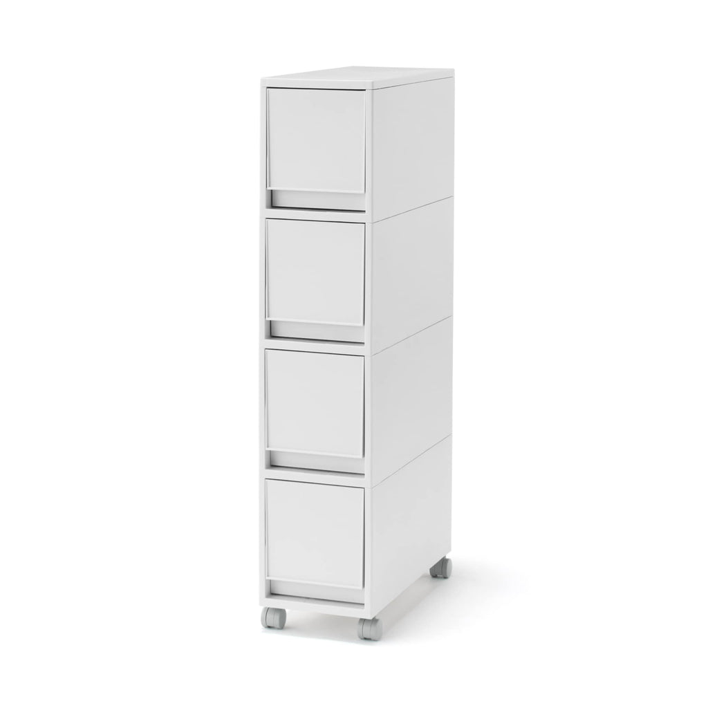 Polypropylene Stocker with Caster - White Gray 4 Tier