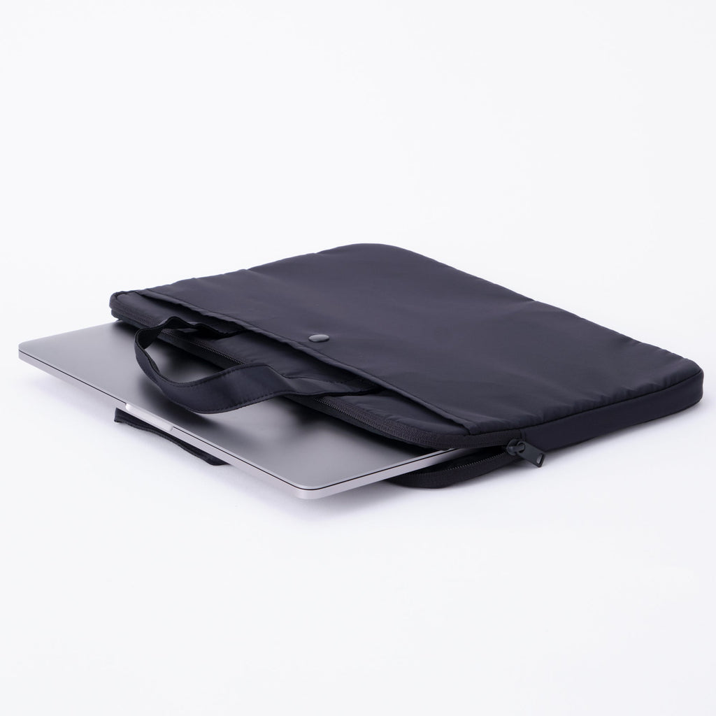 Parachute Cloth Wide Laptop Bag - Black