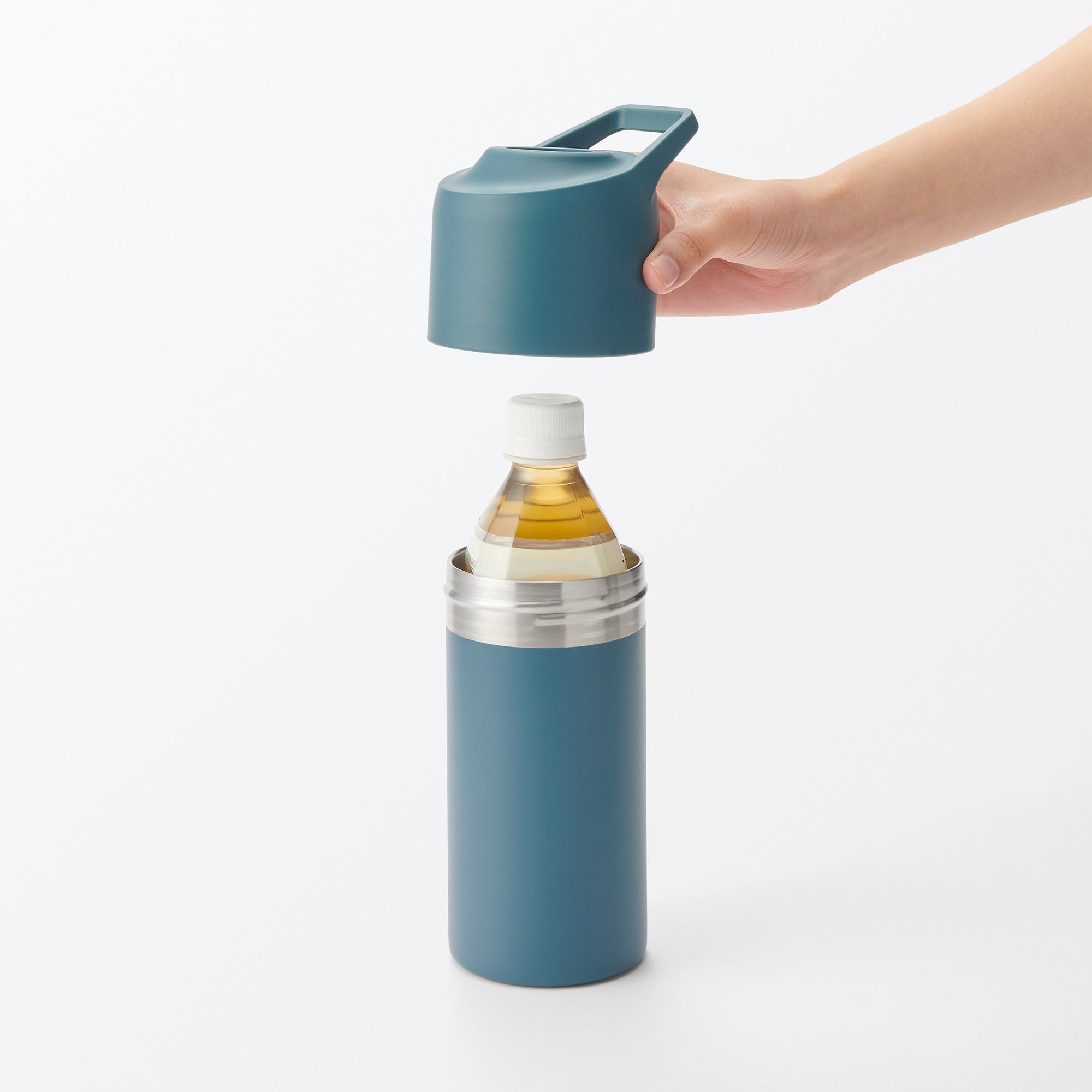 Keep Cold Insulated Plastic Bottle Holder - Dark Blue