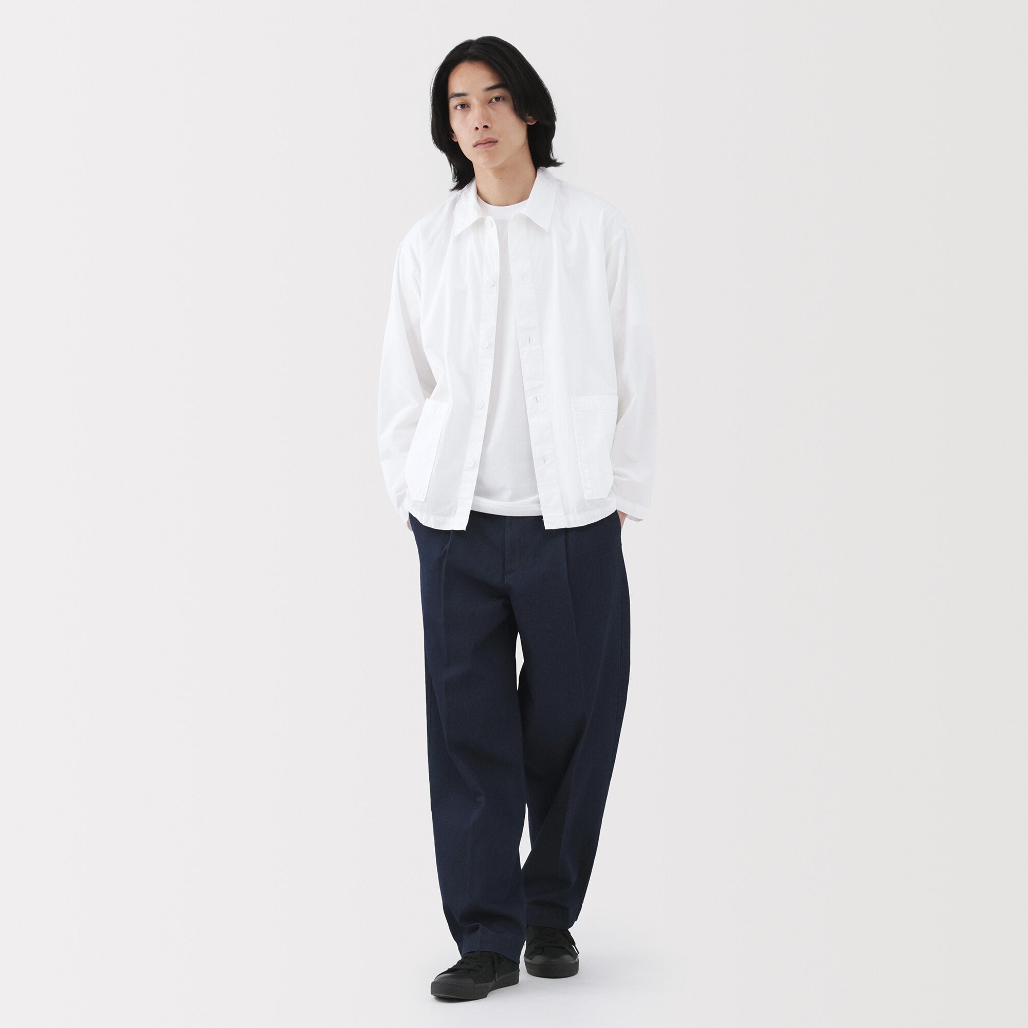 Cotton Denim Wide Pants
