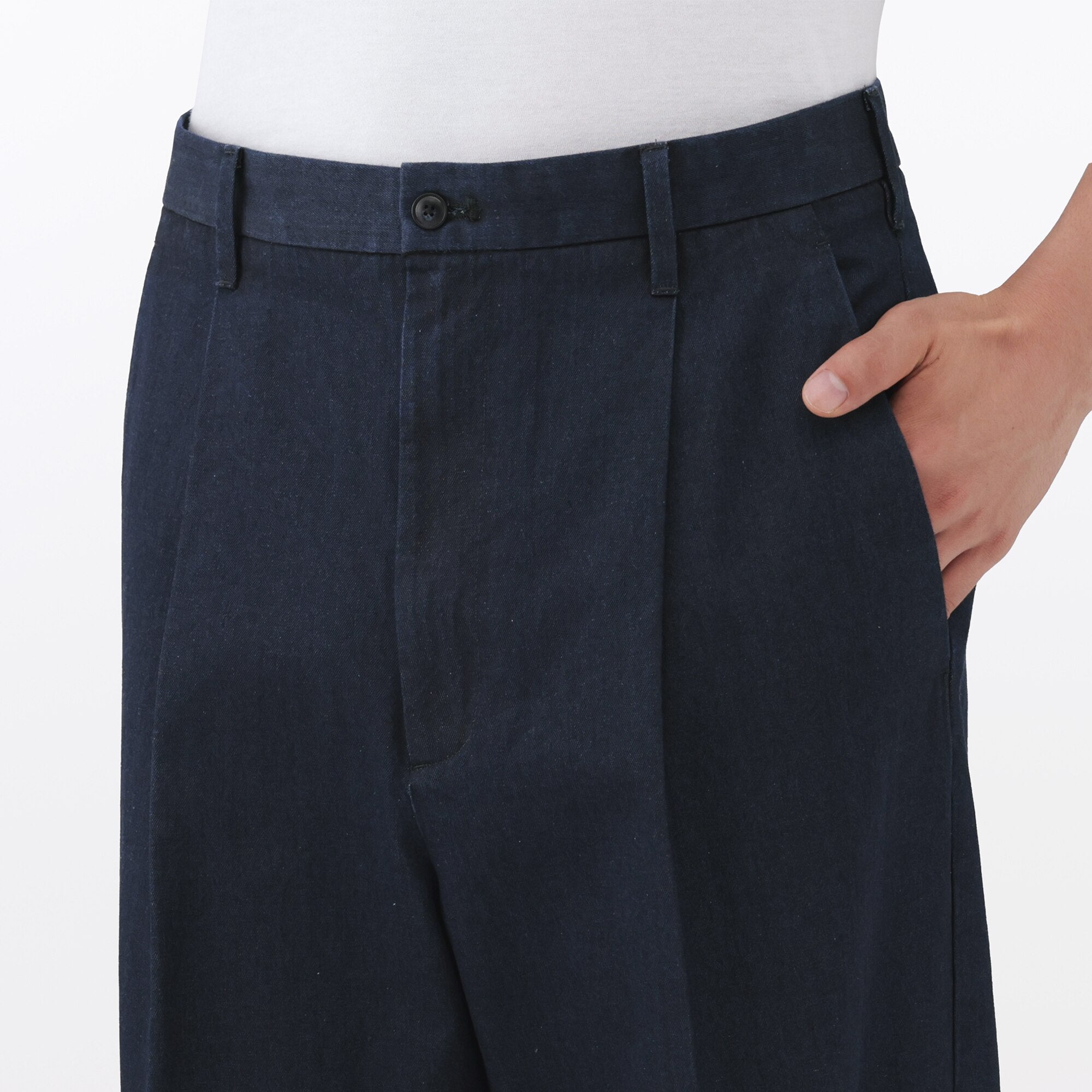 Cotton Denim Wide Pants