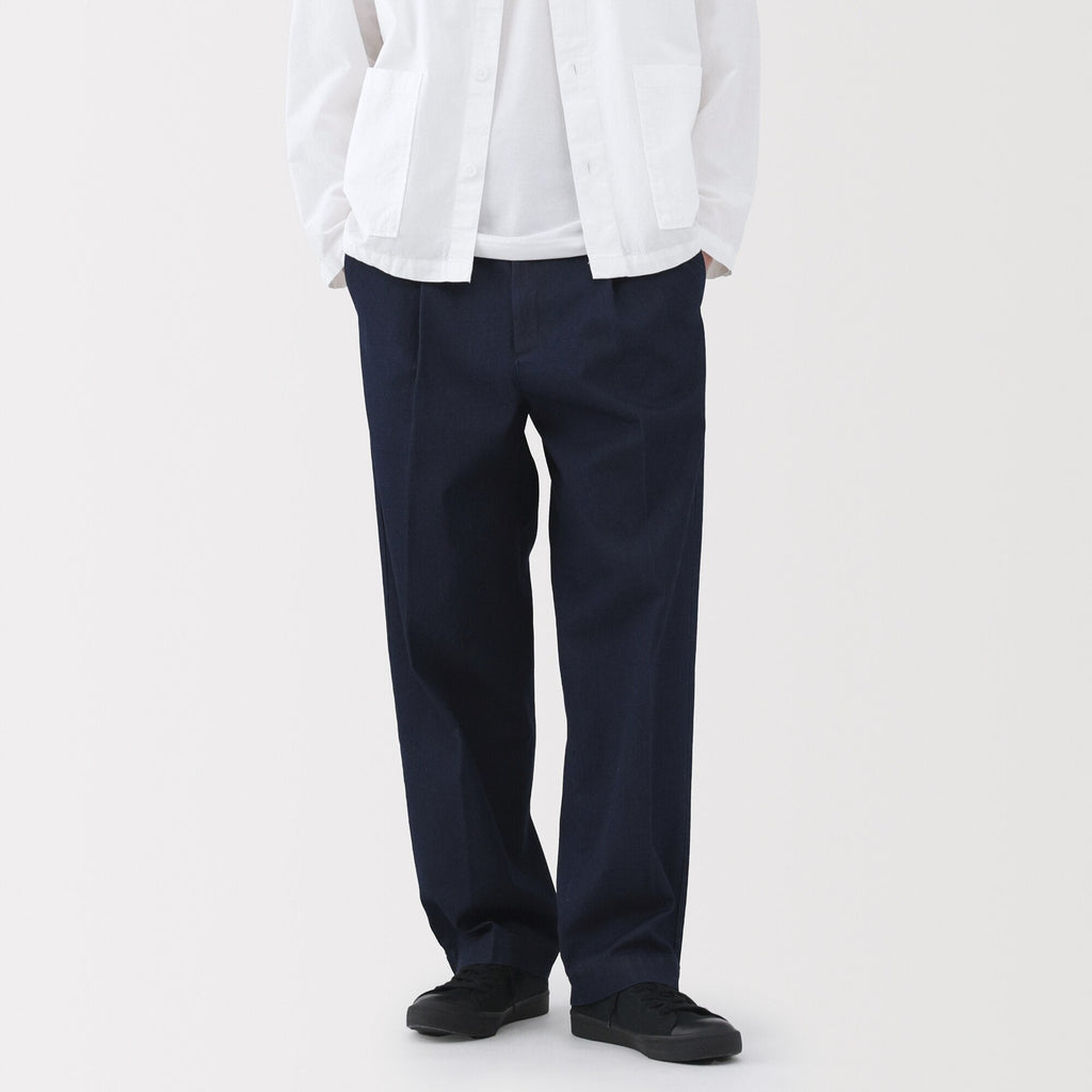 Cotton Denim Wide Pants