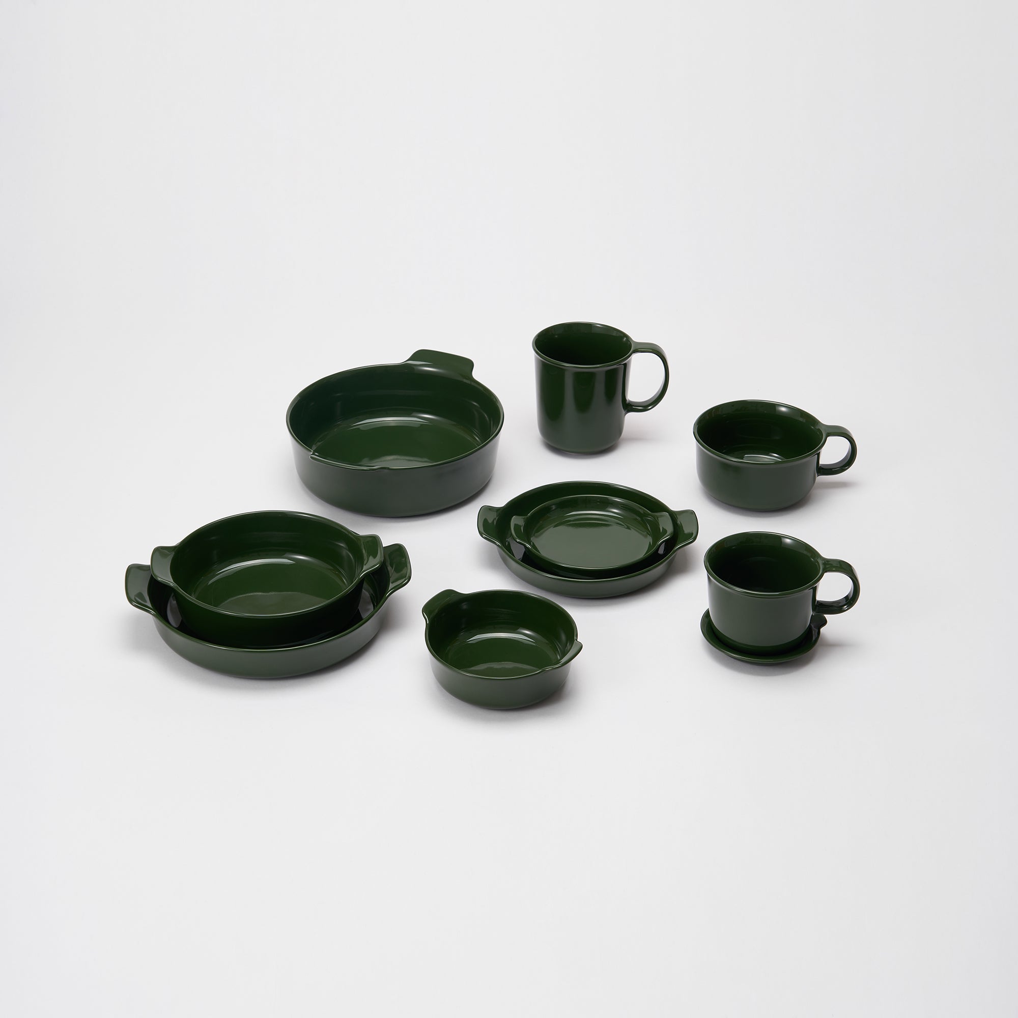 Stoneware Bowl Dia. 8.2 - Dark Green