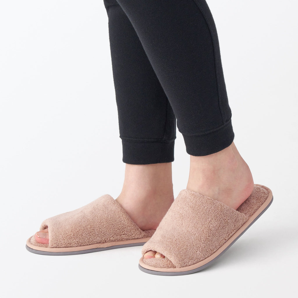 Cotton Pile Open Toe Slippers