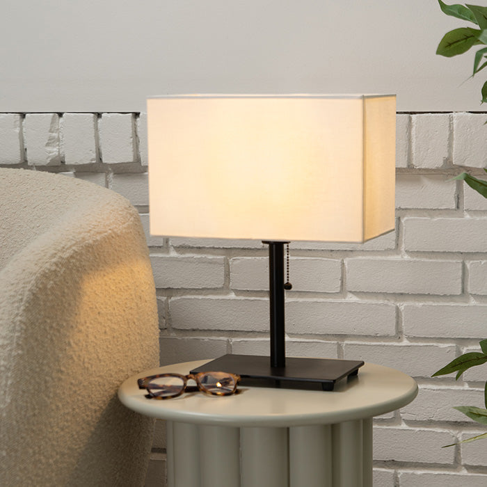 Steel Table Lamp with Rectangle Shade