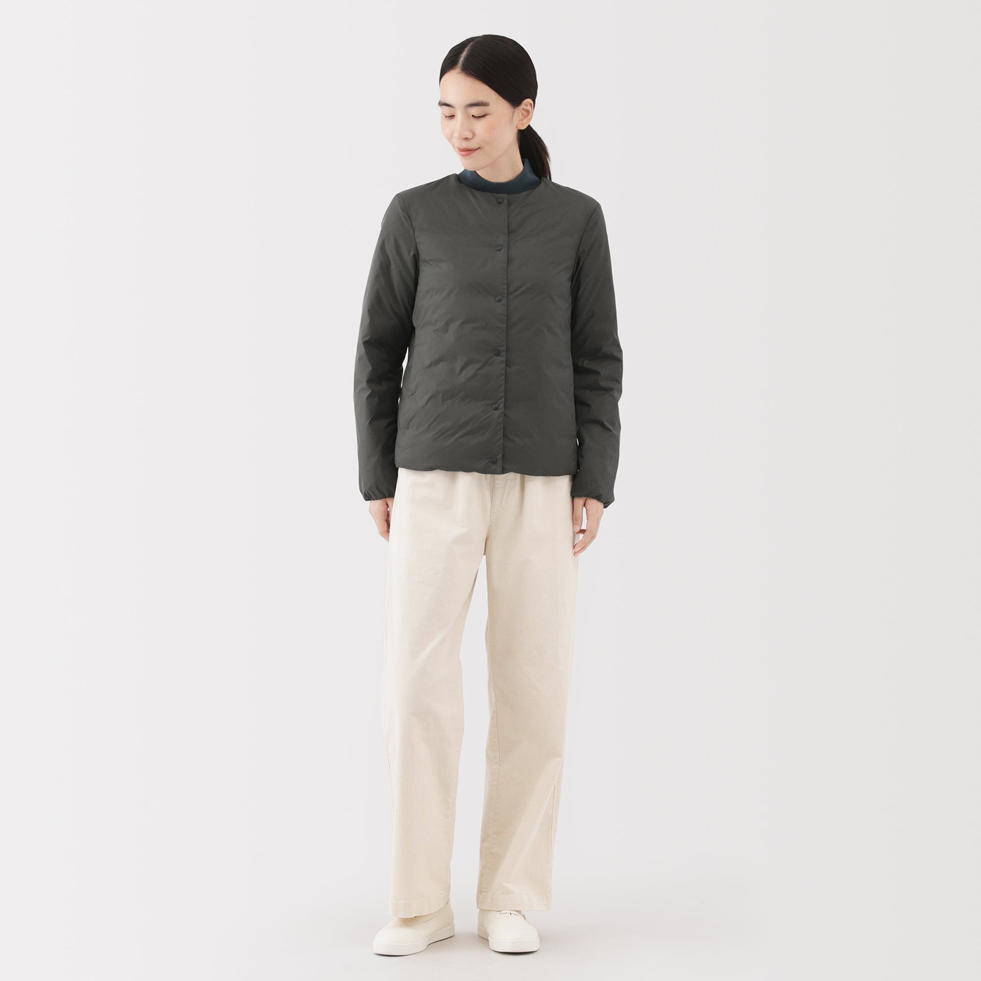 Lightweight Down Collarless Jacket