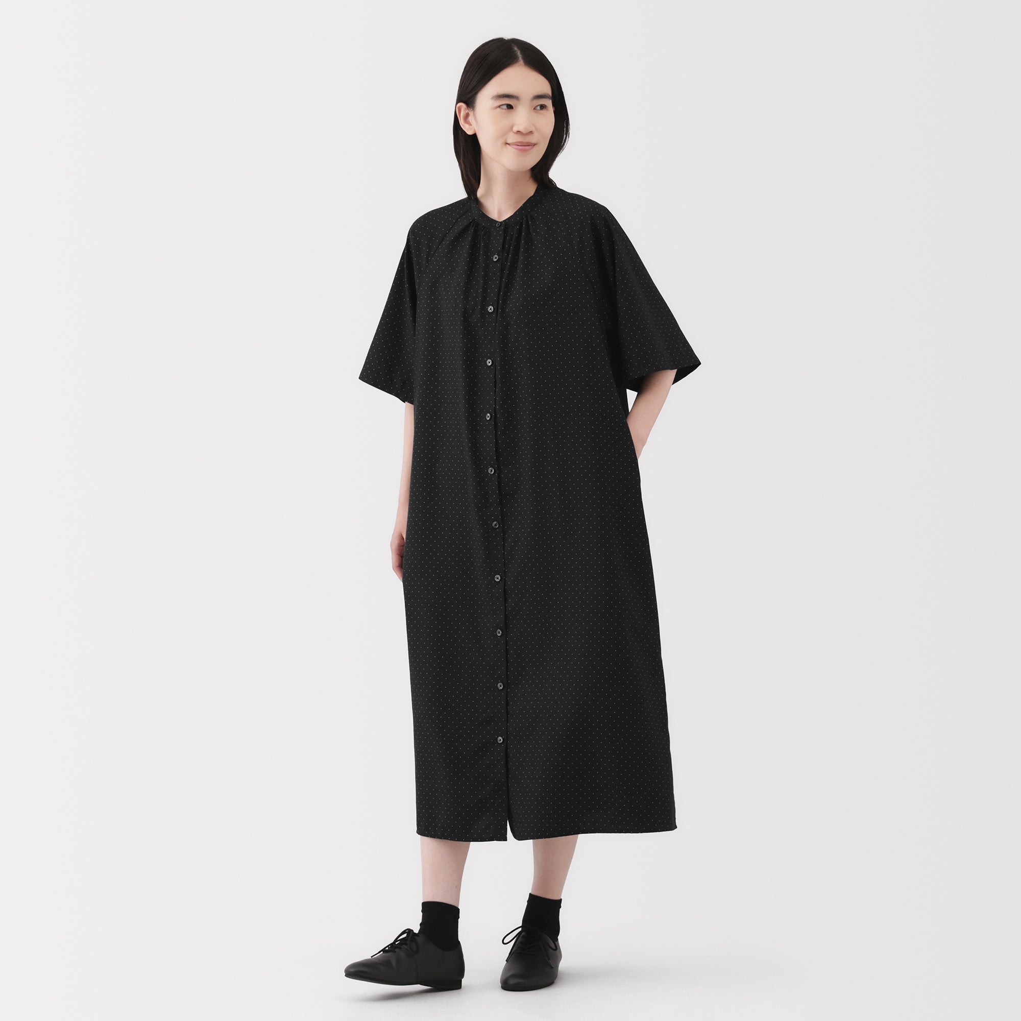 Lyocell Blend Half-Sleeve Dress