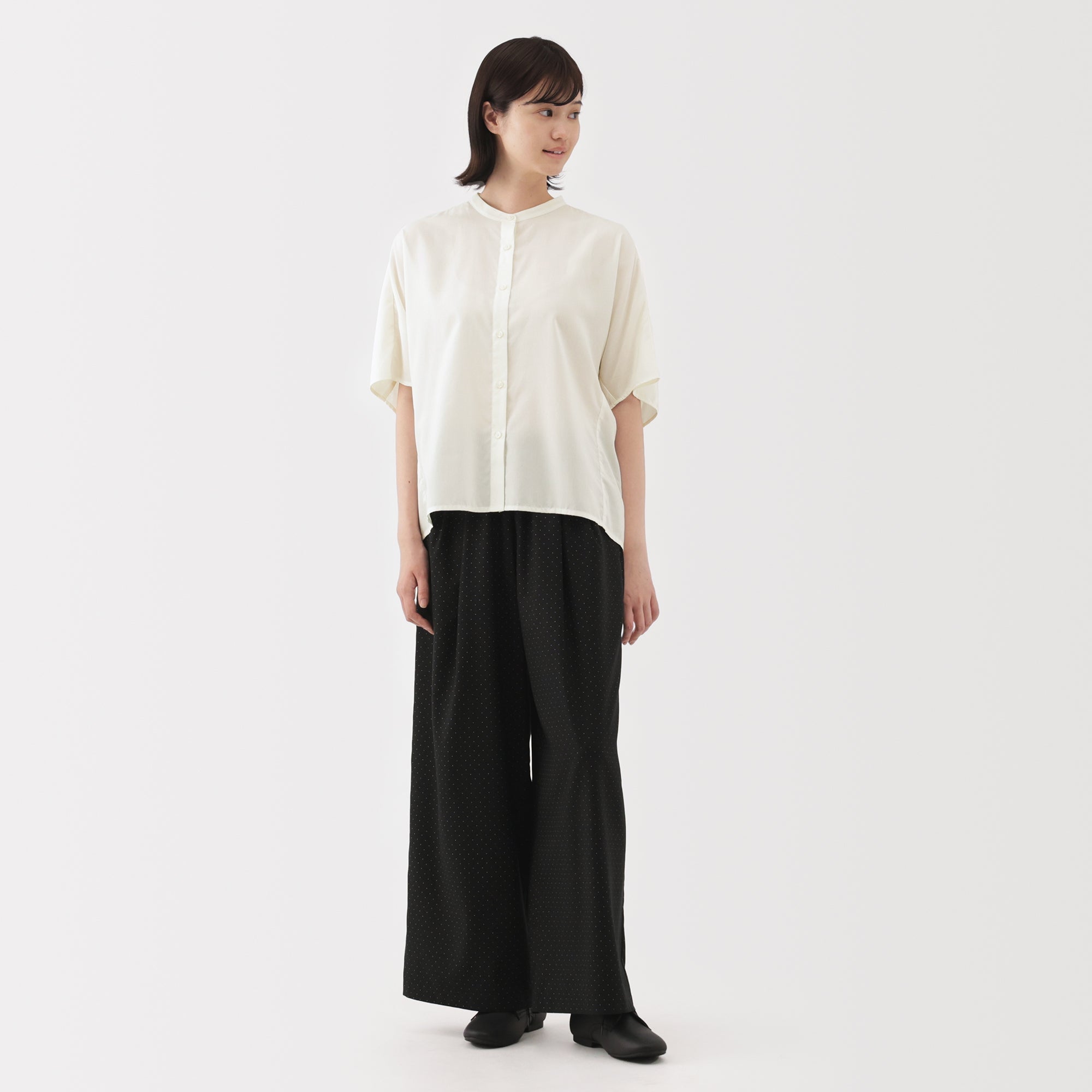 Lyocell Blend Half-Sleeve Blouse