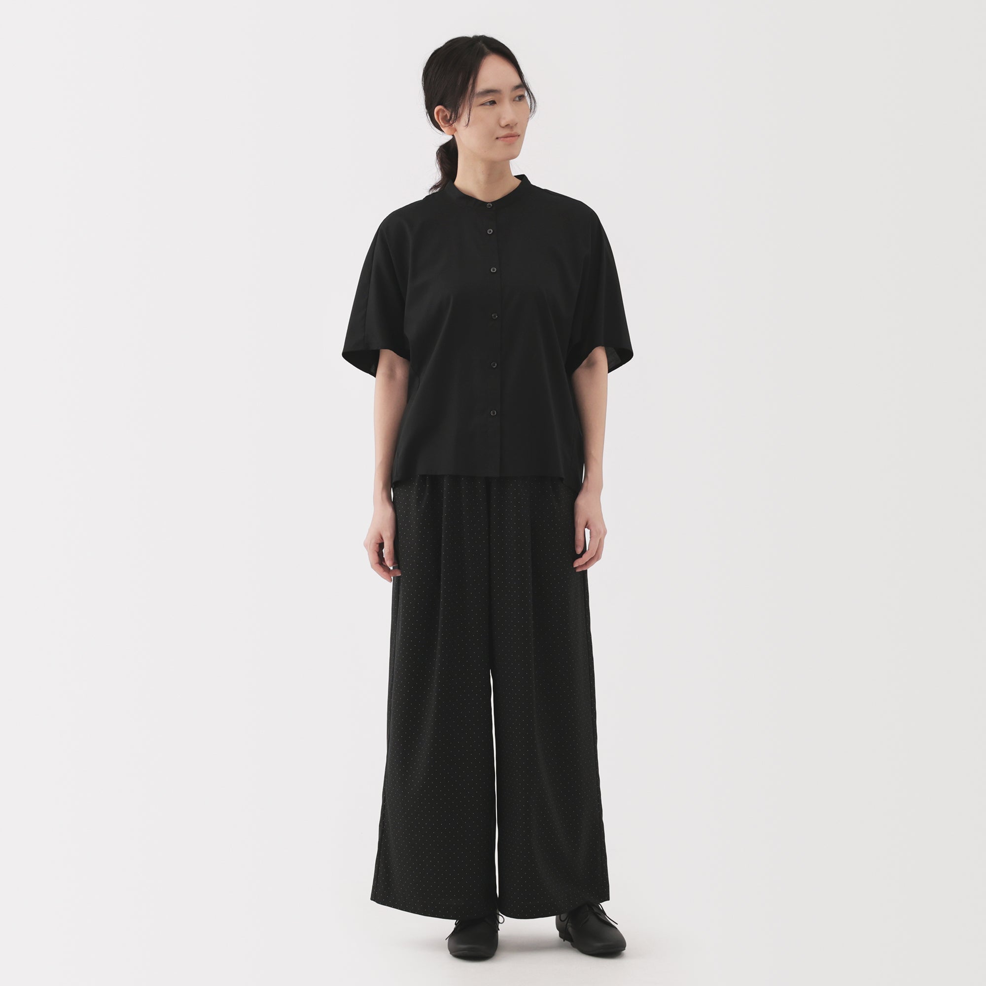 Lyocell Blend Half-Sleeve Blouse