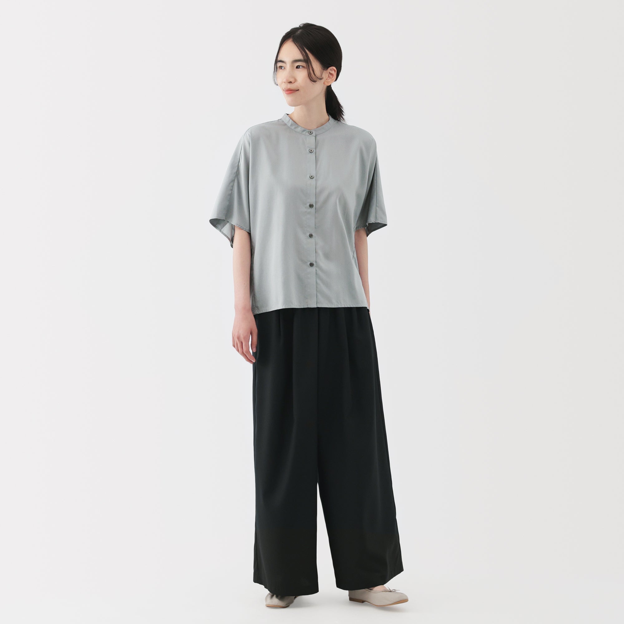 Lyocell Blend Half-Sleeve Blouse