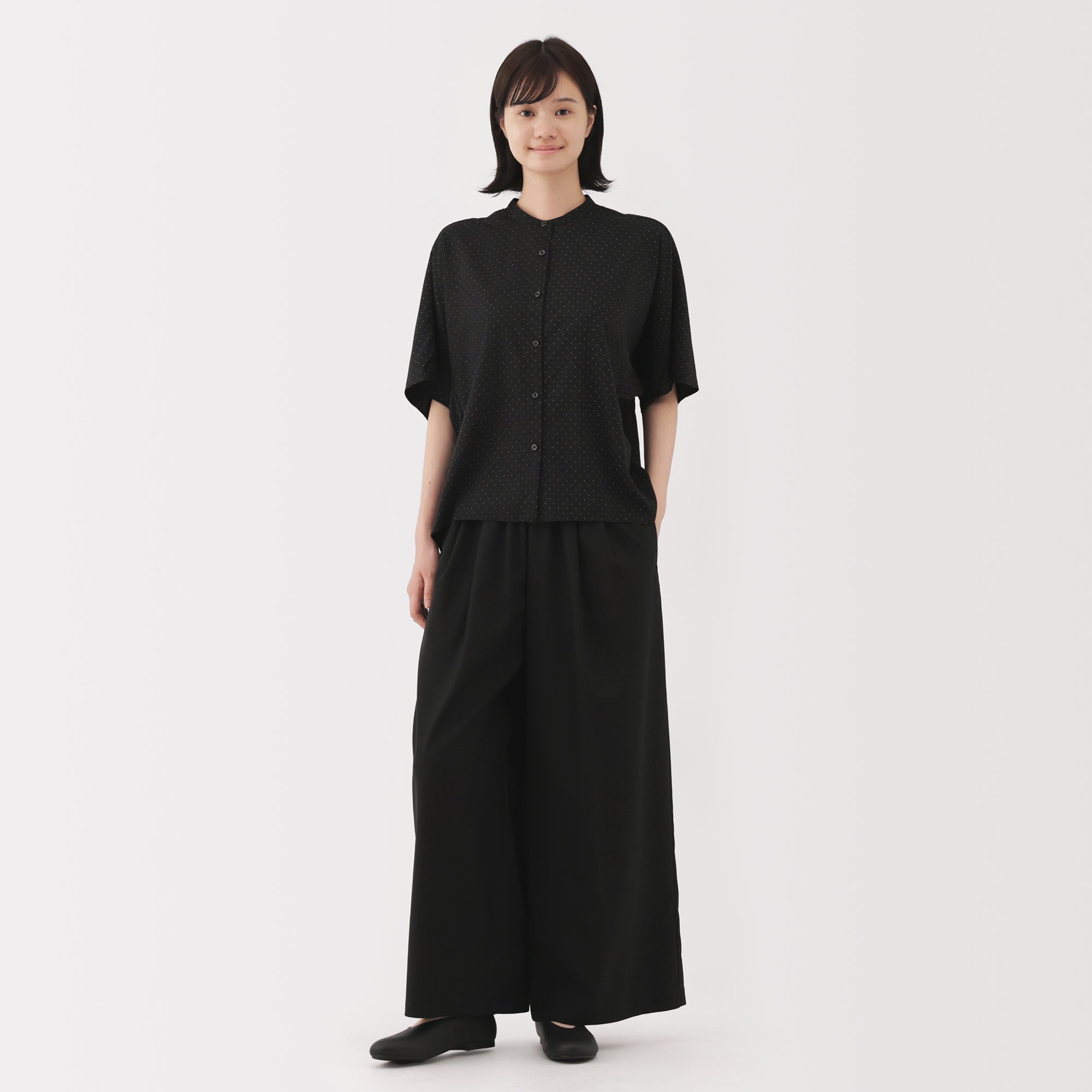 Lyocell Blend Half-Sleeve Blouse