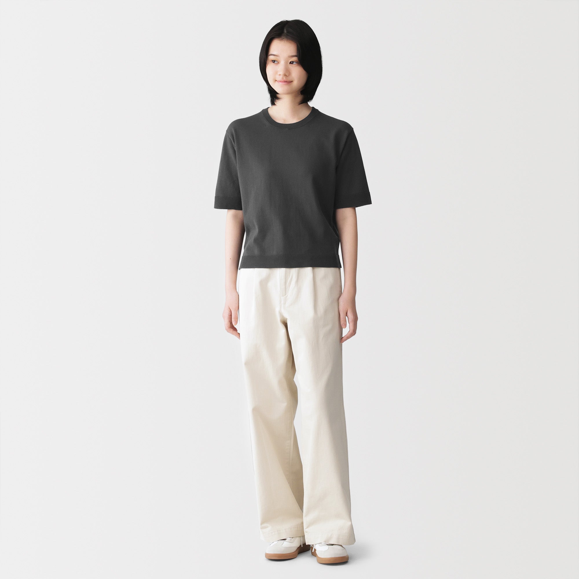 High-Twist Cotton Half Sleeve Sweater
