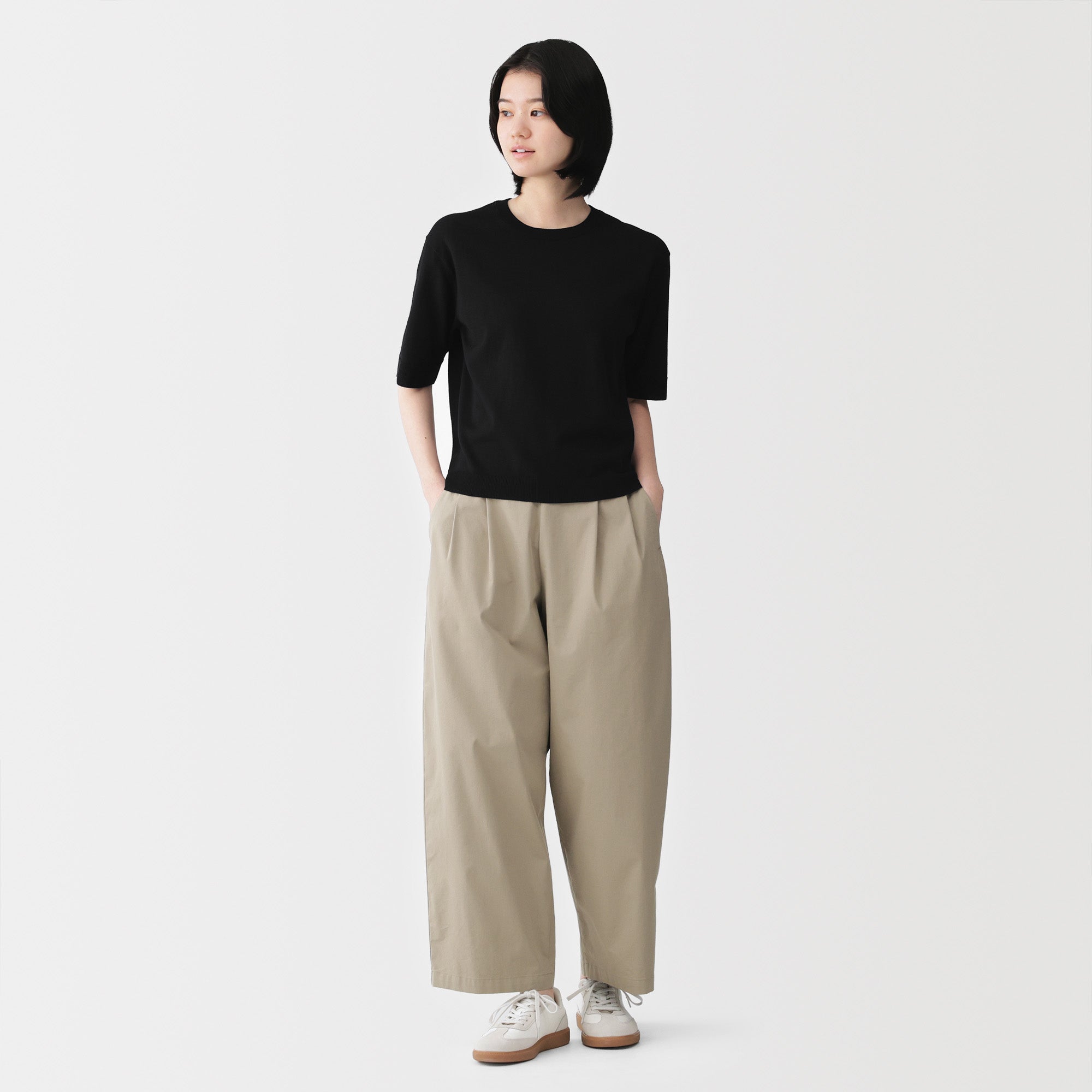 High-Twist Cotton Half Sleeve Sweater