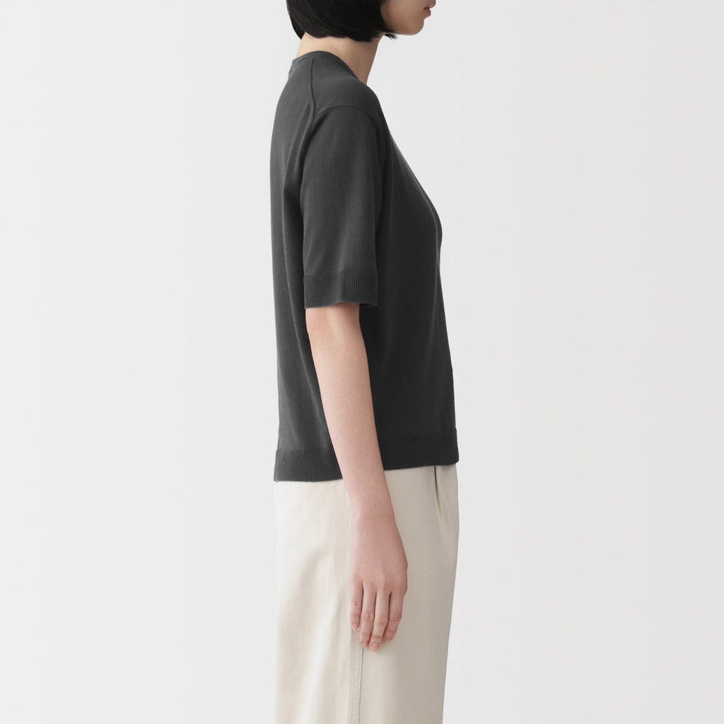 High-Twist Cotton Half Sleeve Sweater