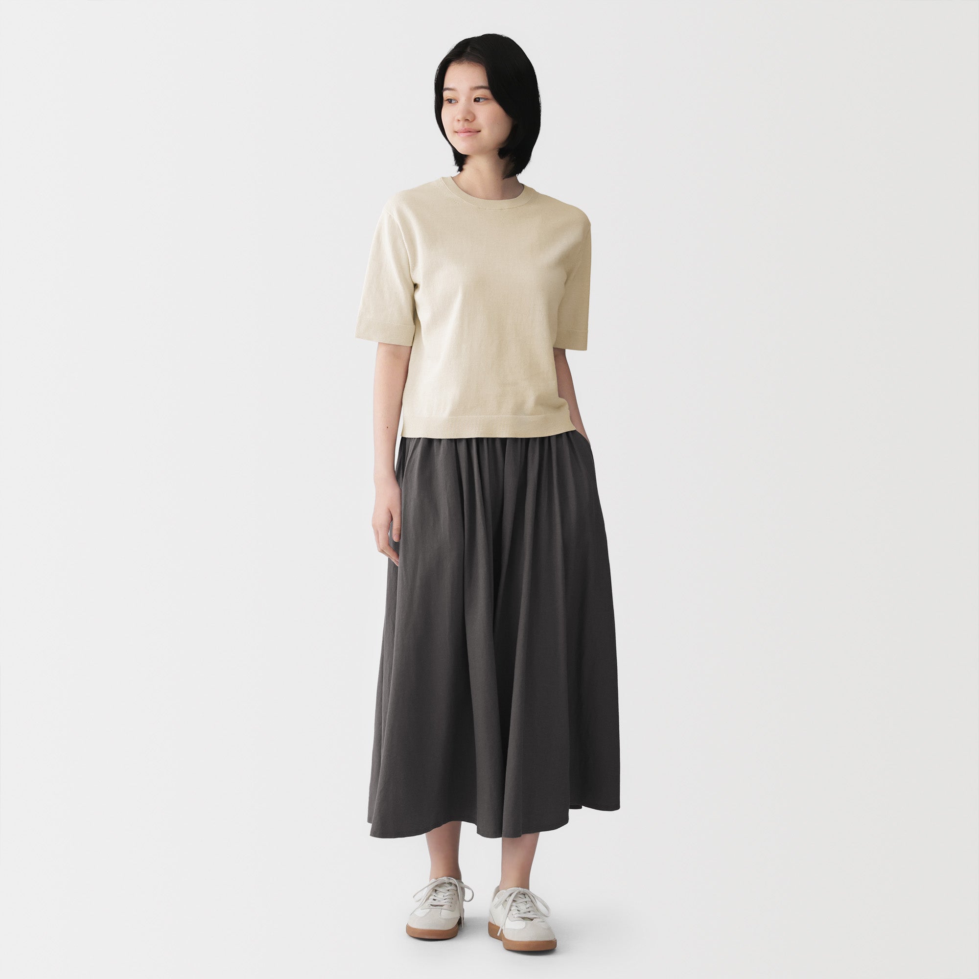 High-Twist Cotton Half Sleeve Sweater