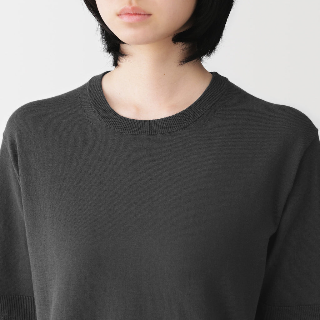 High-Twist Cotton Half Sleeve Sweater