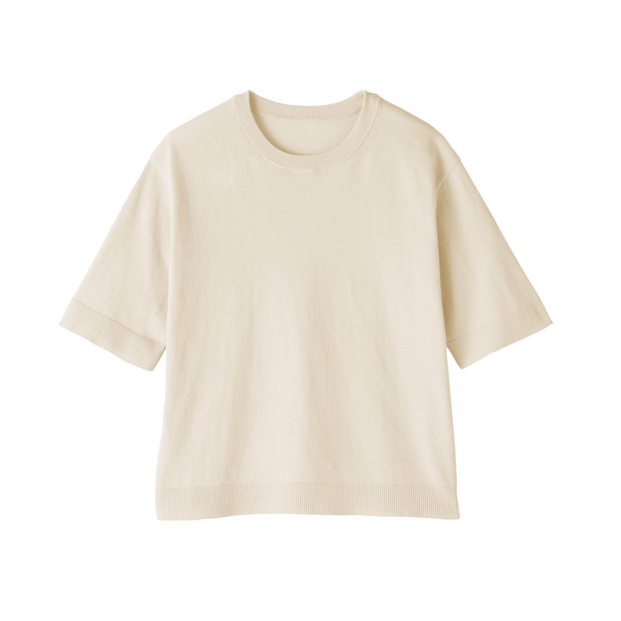 High-Twist Cotton Half Sleeve Sweater