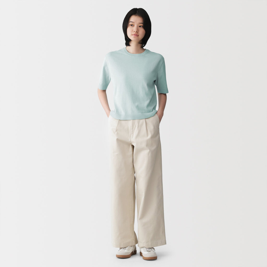 High-Twist Cotton Half Sleeve Sweater