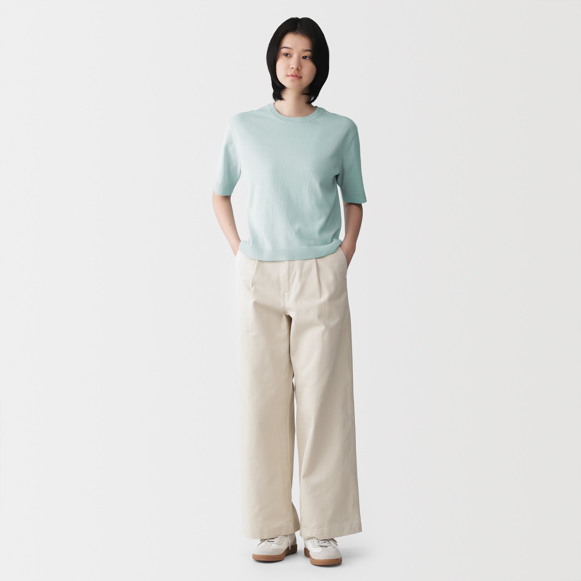 High-Twist Cotton Half Sleeve Sweater