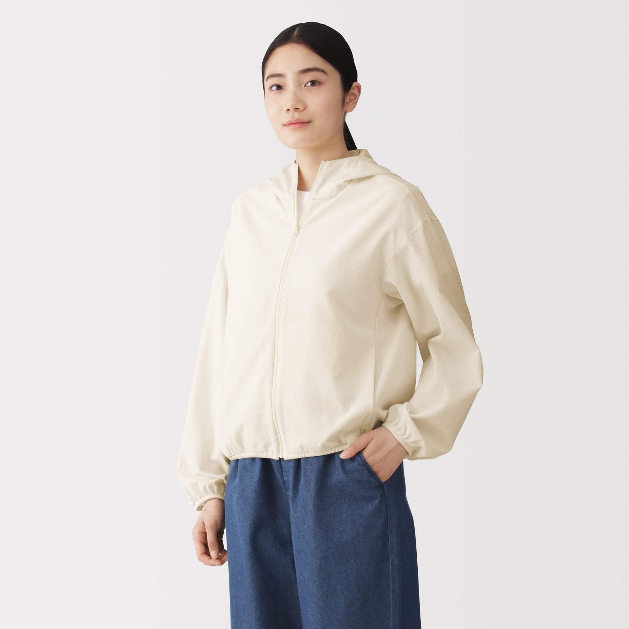 Breathable Seersucker Zip Hoodie