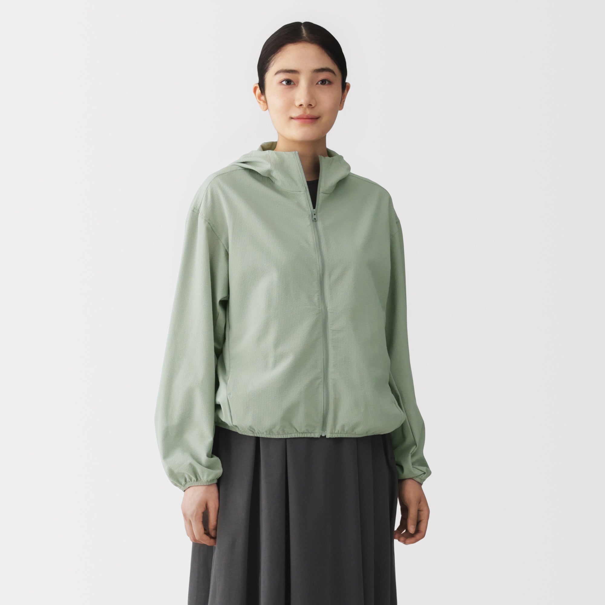 Breathable Seersucker Zip Hoodie