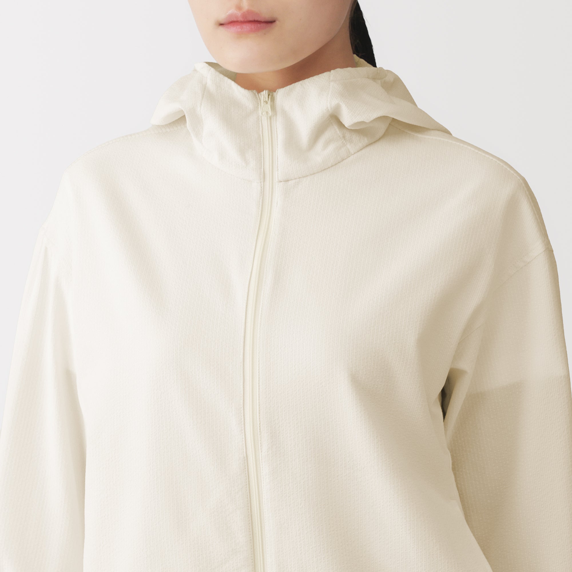 Breathable Seersucker Zip Hoodie
