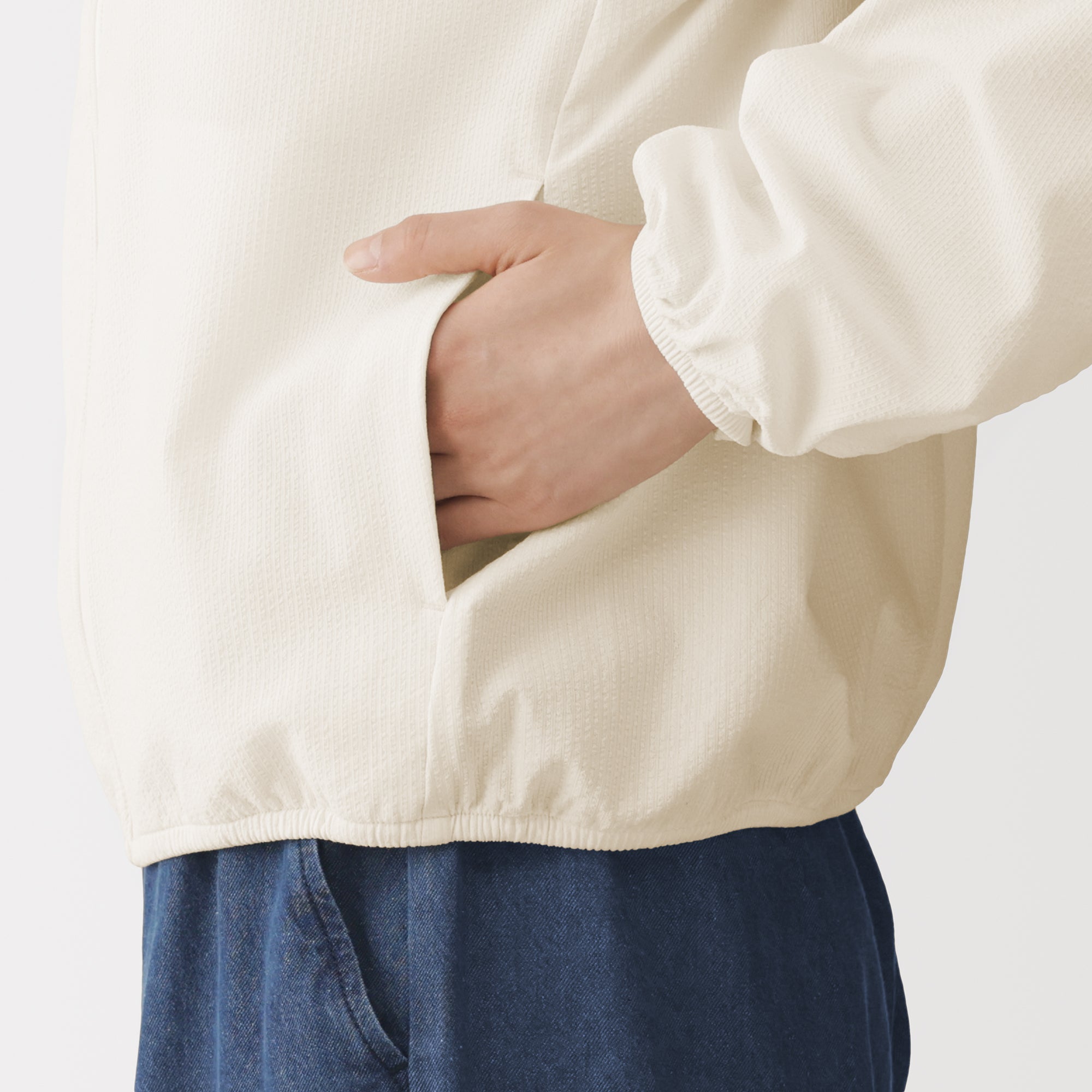 Breathable Seersucker Zip Hoodie
