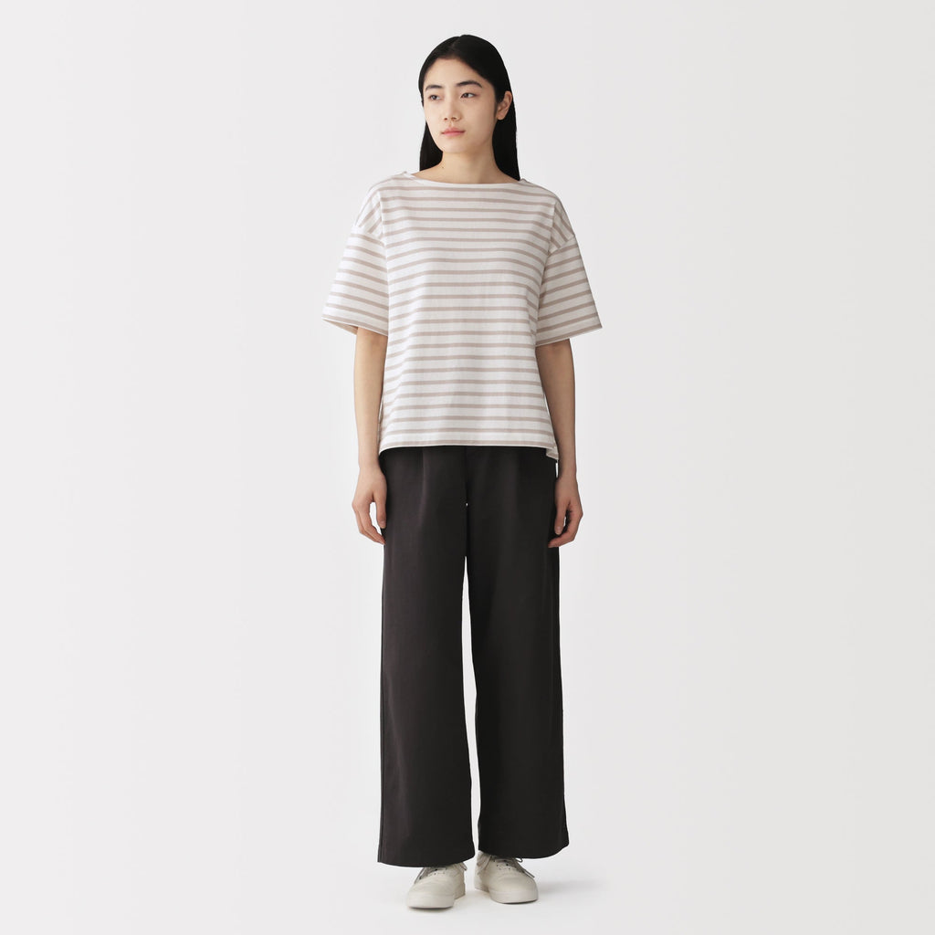 Cotton Jersey Boatneck T-Shirt