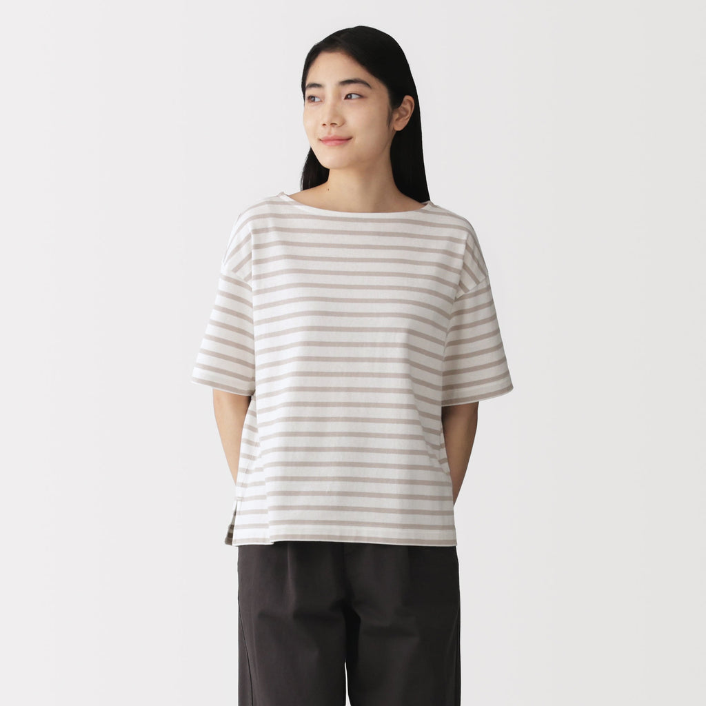 Cotton Jersey Boatneck T-Shirt