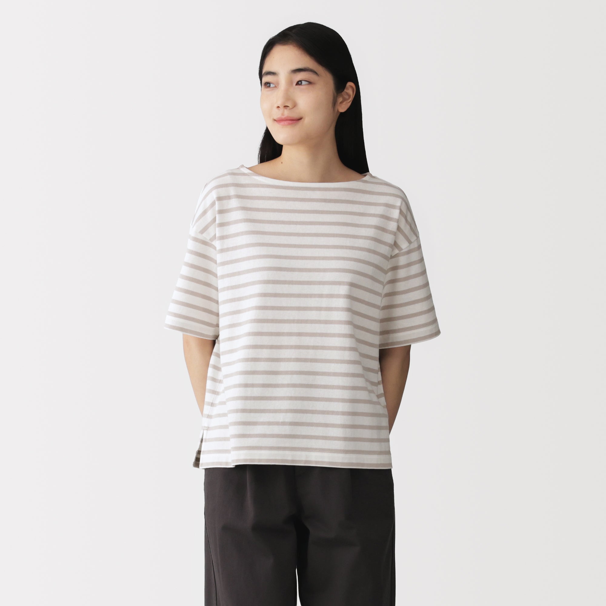 Cotton Jersey Boatneck T-Shirt