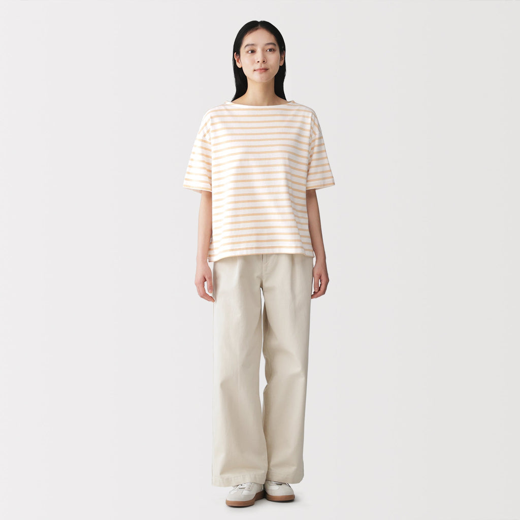 Cotton Jersey Boatneck T-Shirt