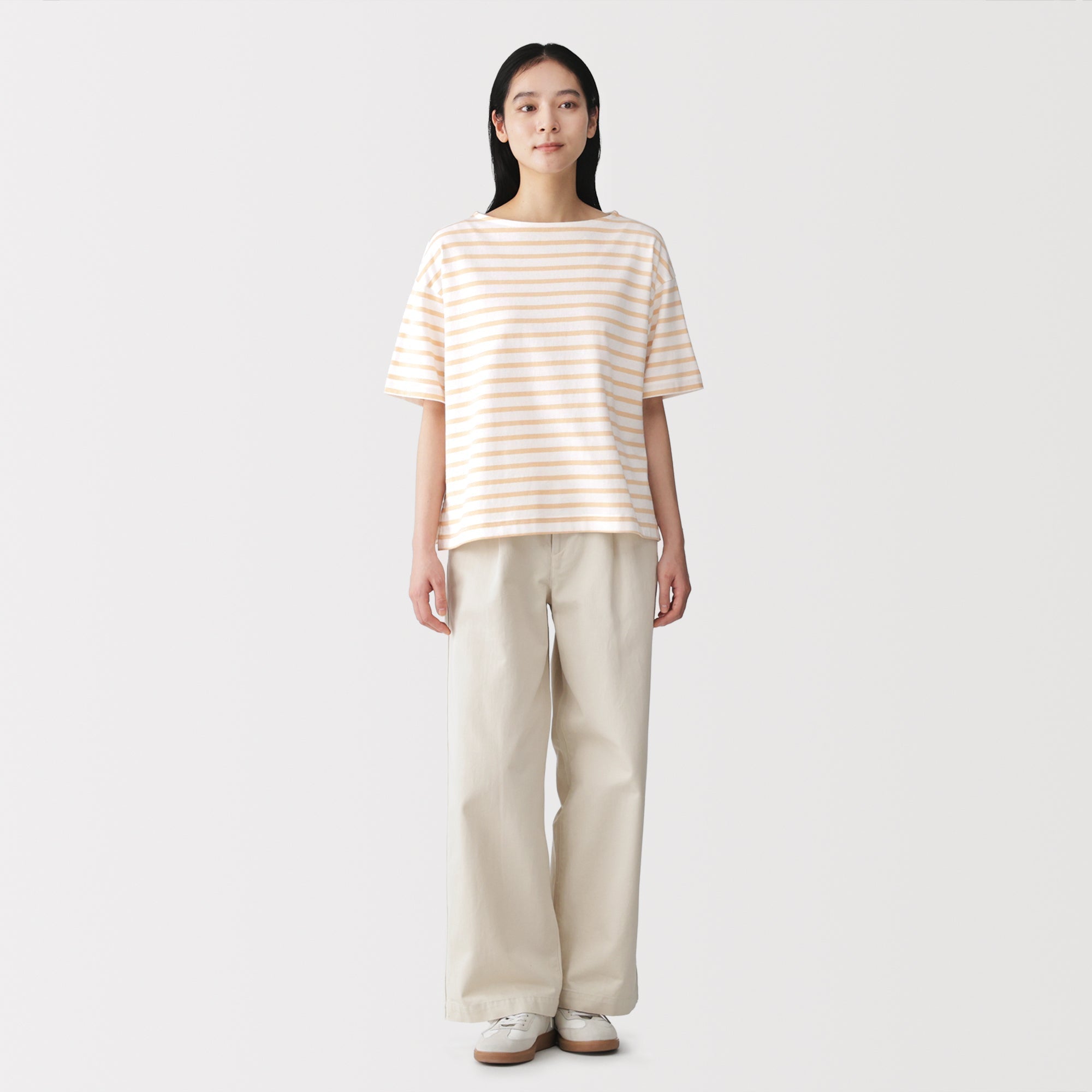 Cotton Jersey Boatneck T-Shirt