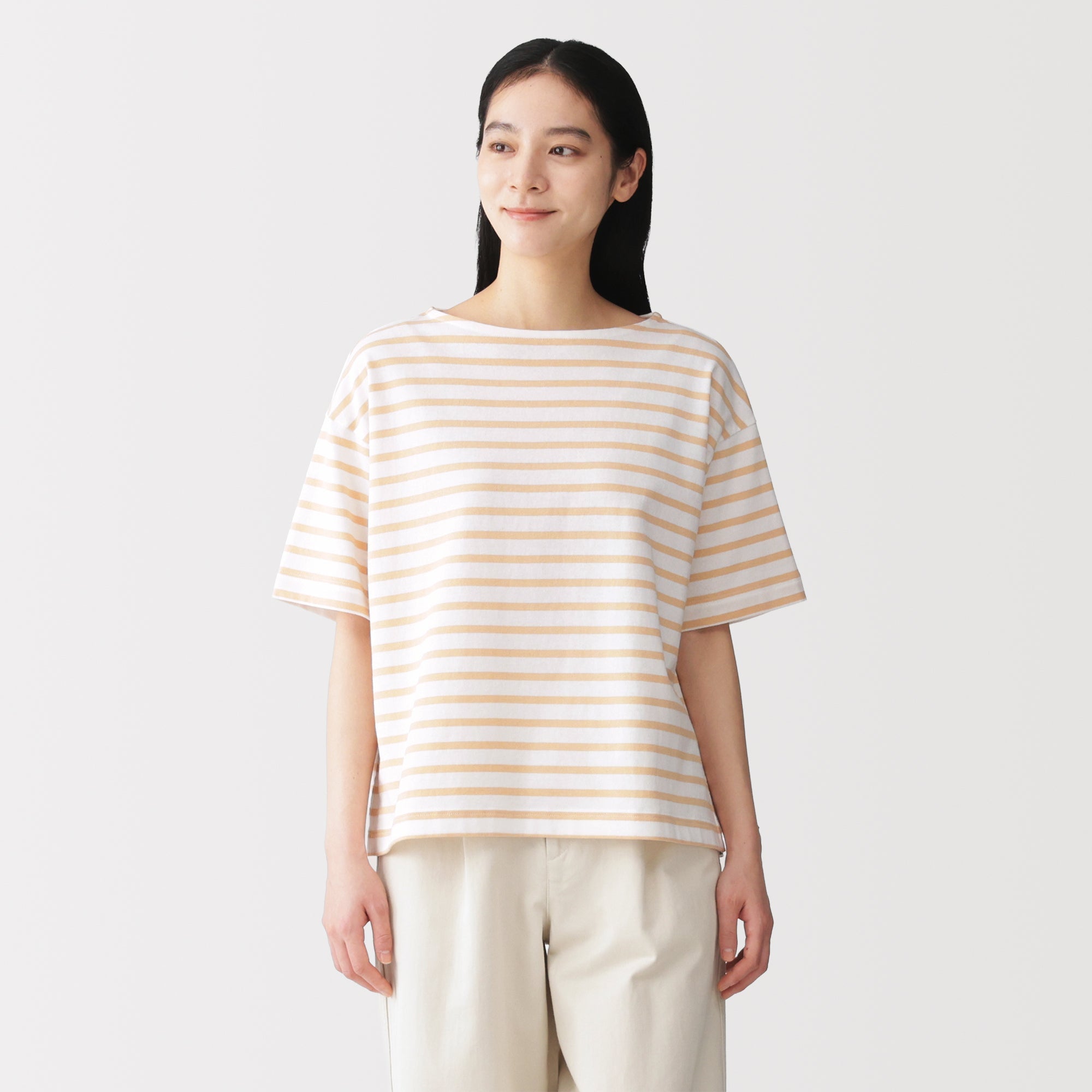 Cotton Jersey Boatneck T-Shirt