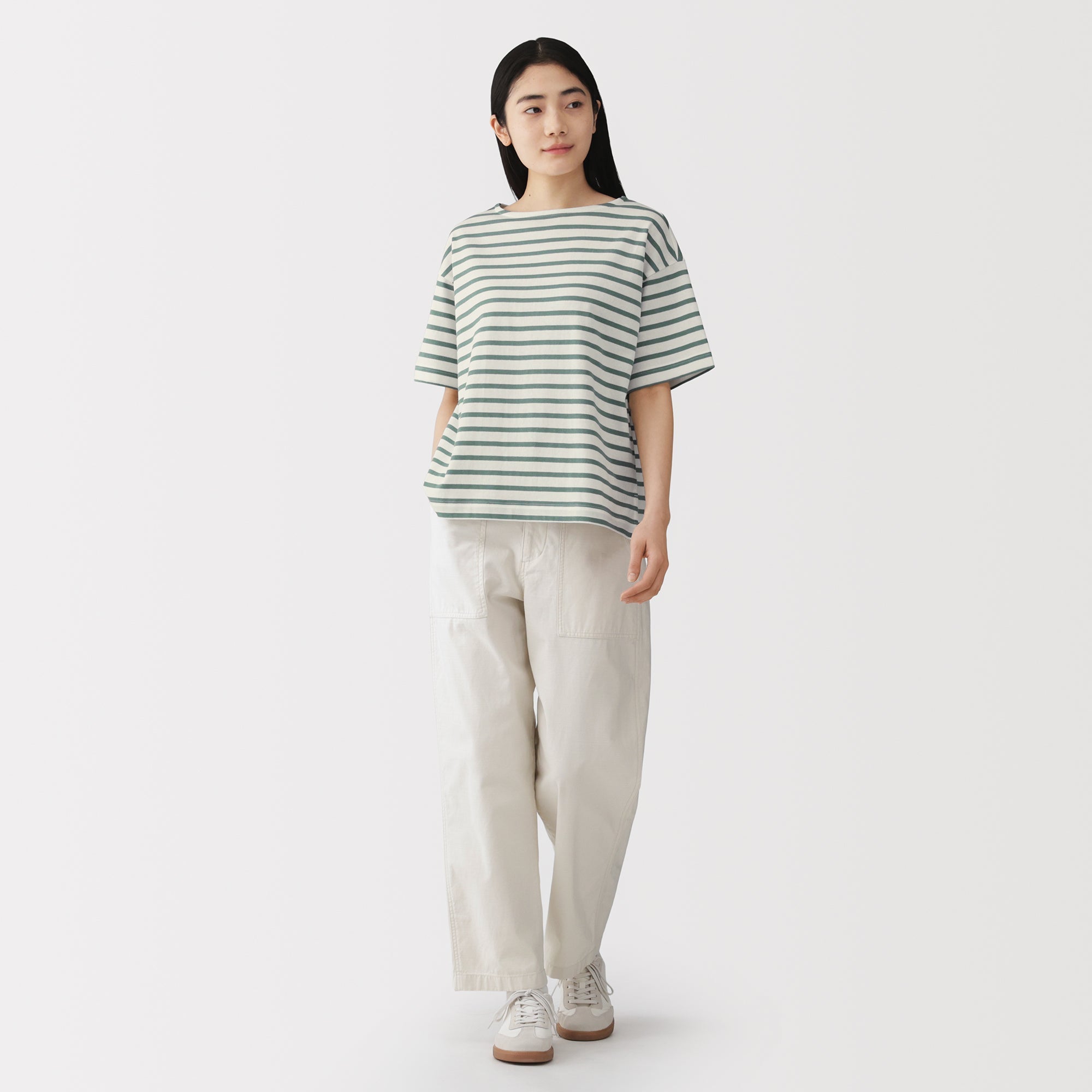 Cotton Jersey Boatneck T-Shirt