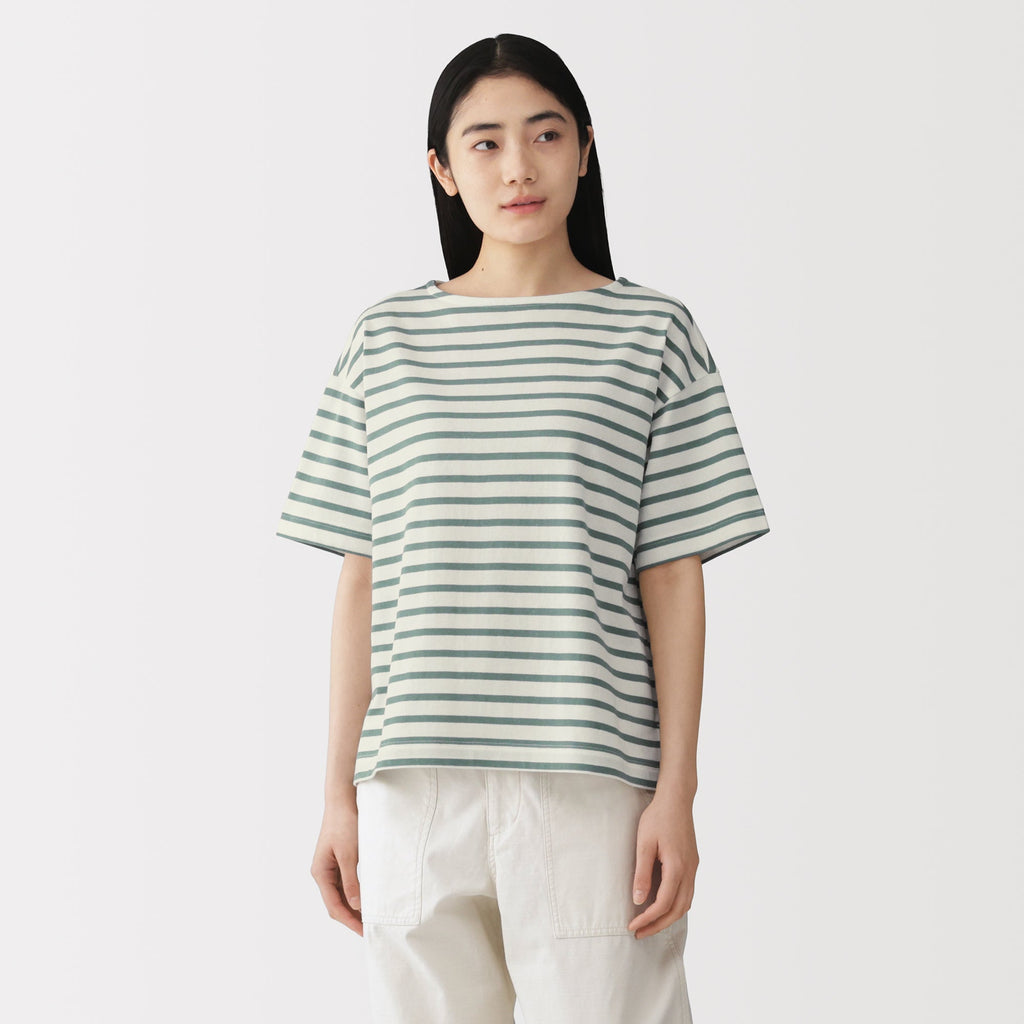 Cotton Jersey Boatneck T-Shirt