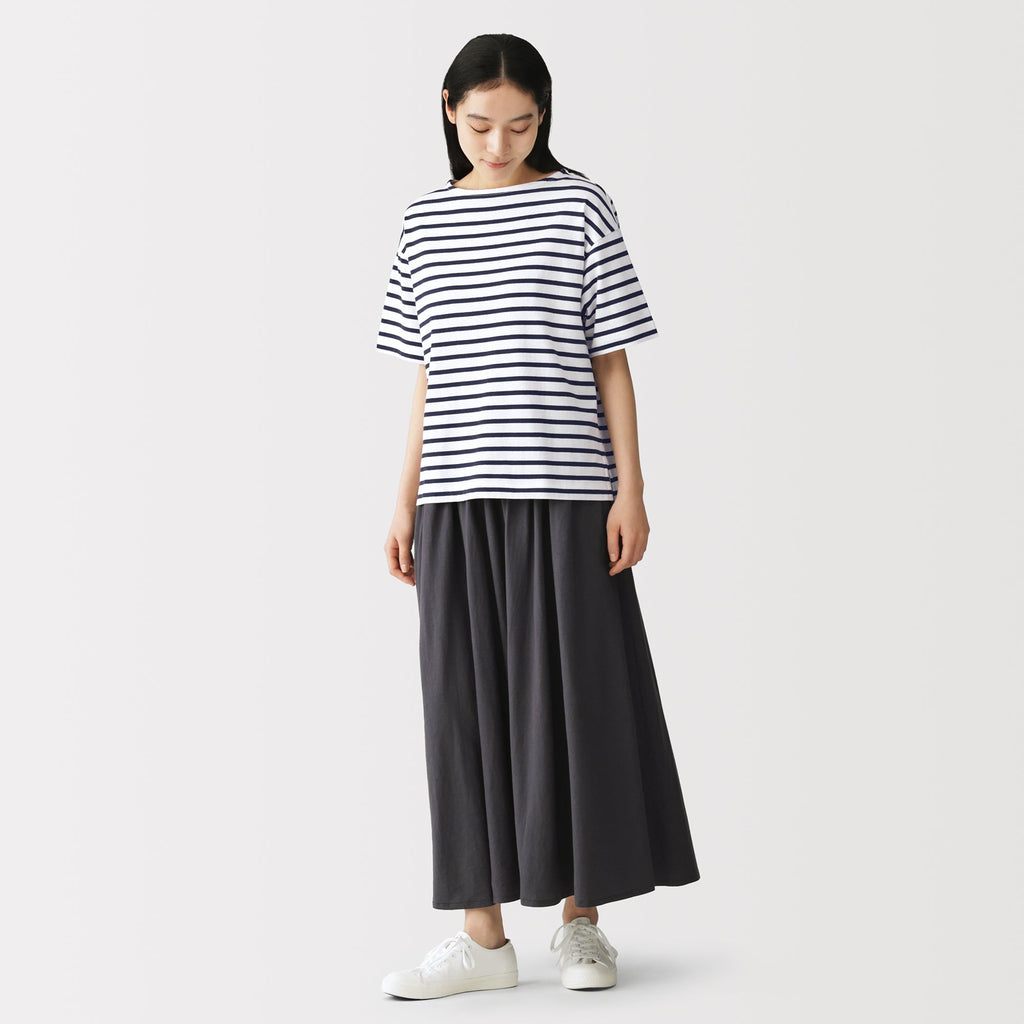 Cotton Jersey Boatneck T-Shirt