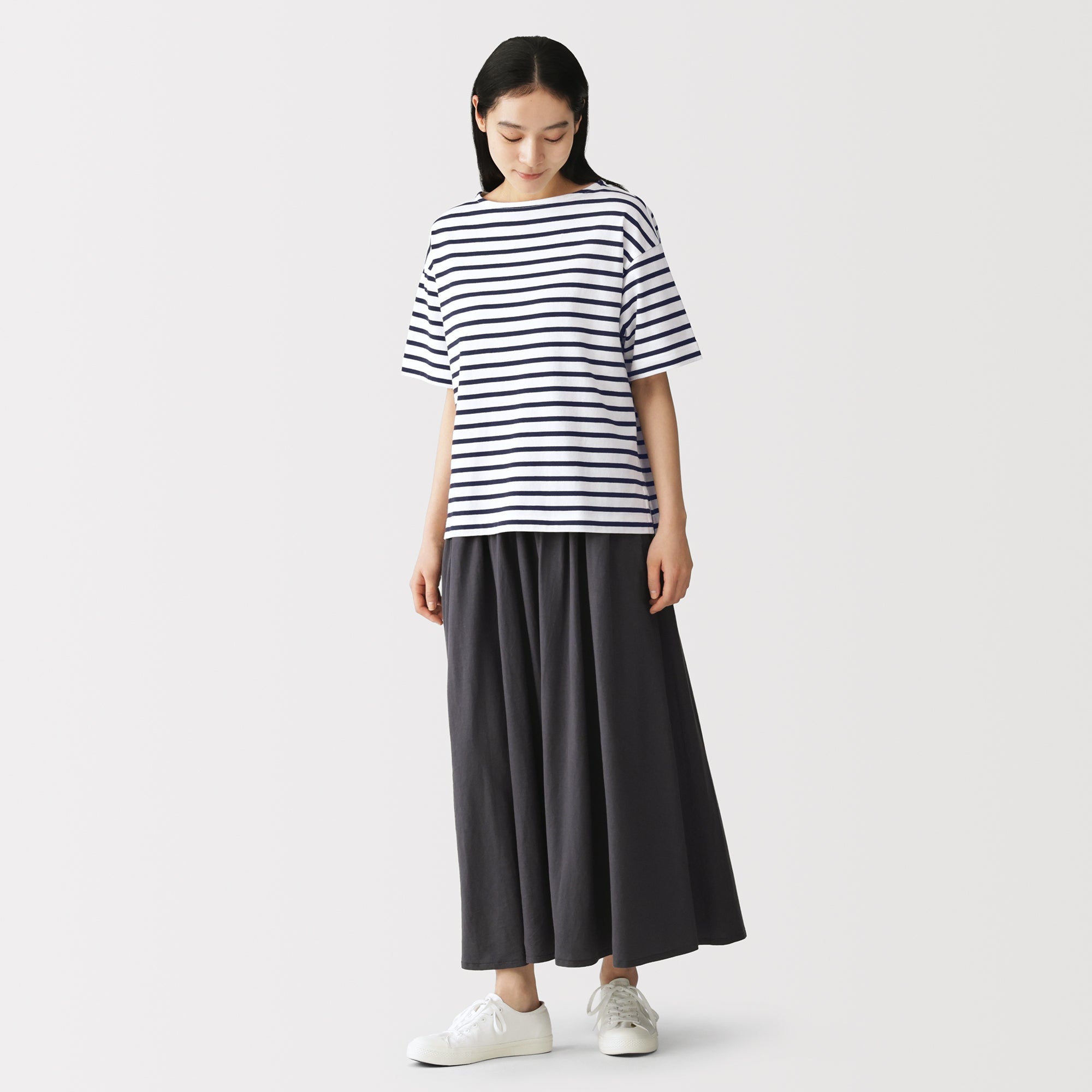 Cotton Jersey Boatneck T-Shirt