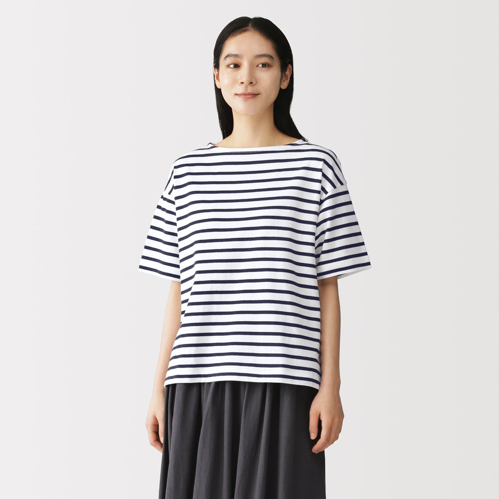 Cotton Jersey Boatneck T-Shirt