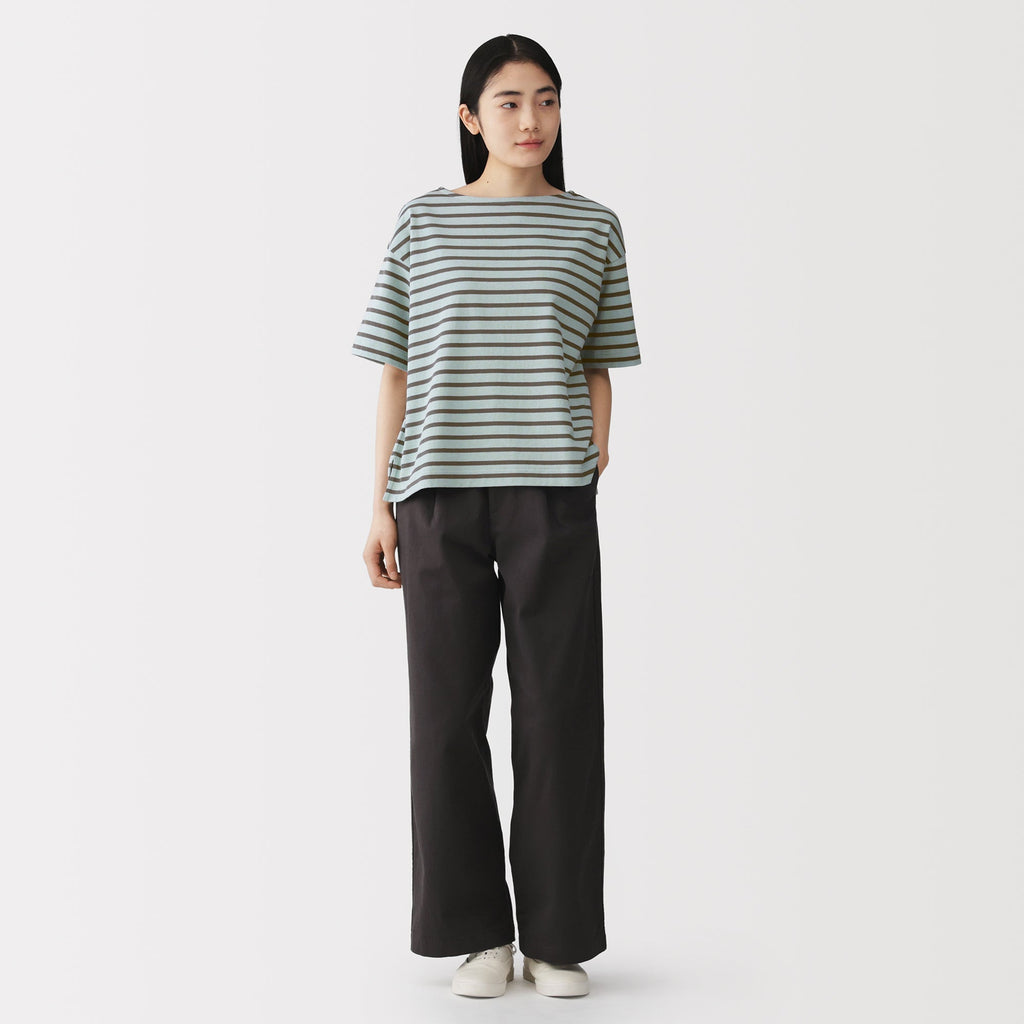 Cotton Jersey Boatneck T-Shirt