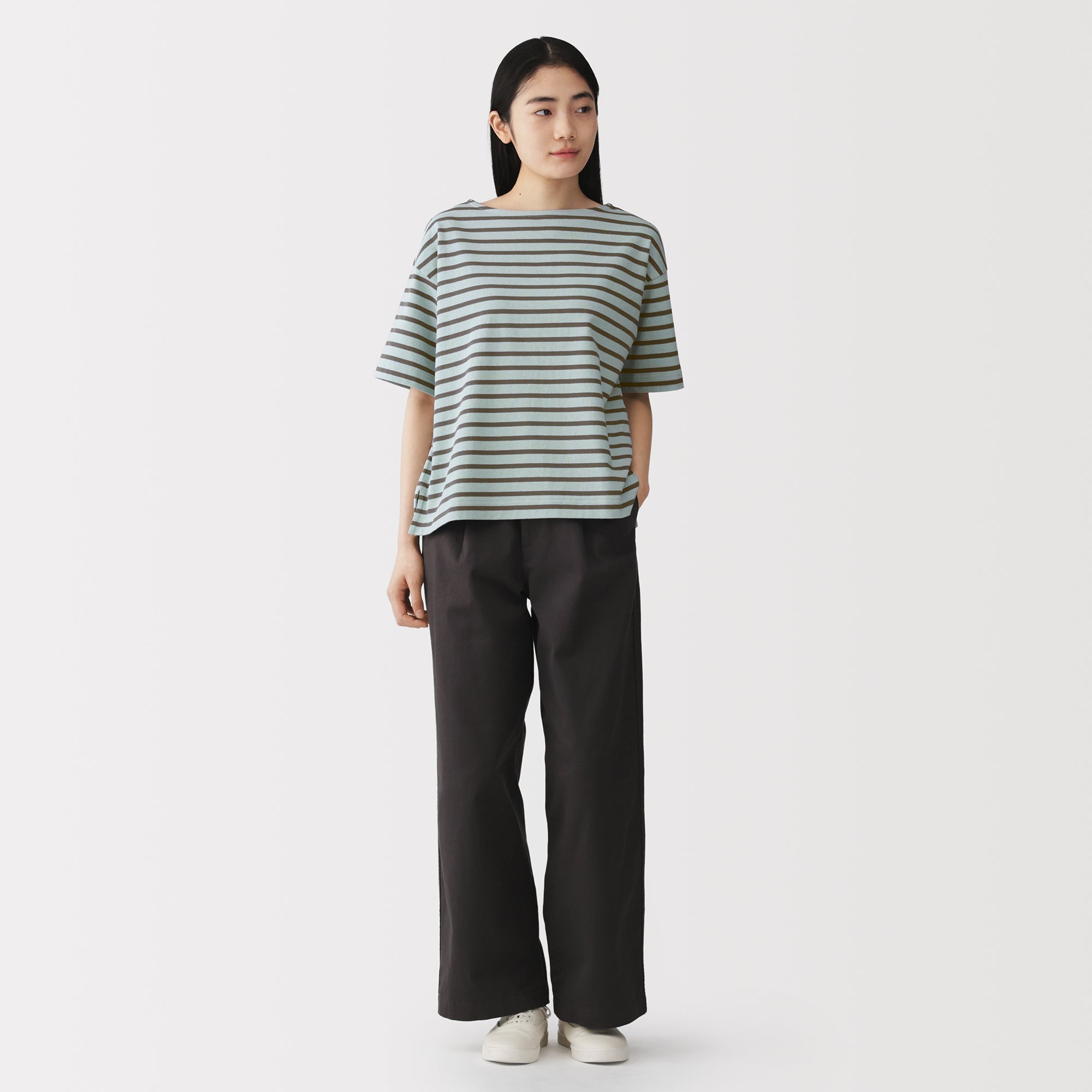 Cotton Jersey Boatneck T-Shirt