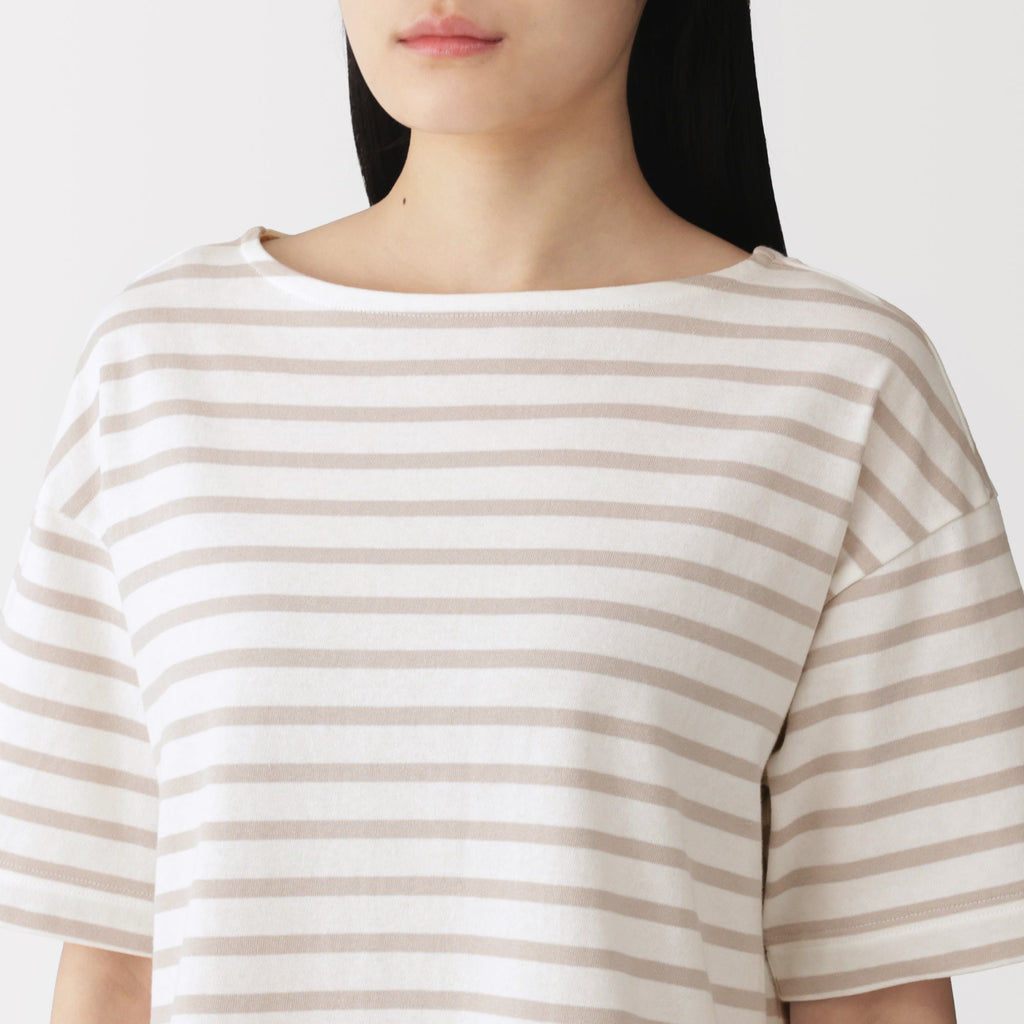 Cotton Jersey Boatneck T-Shirt