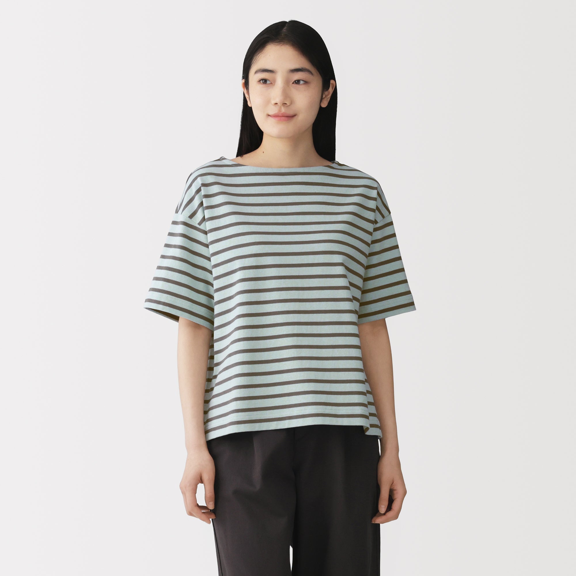 Cotton Jersey Boatneck T-Shirt