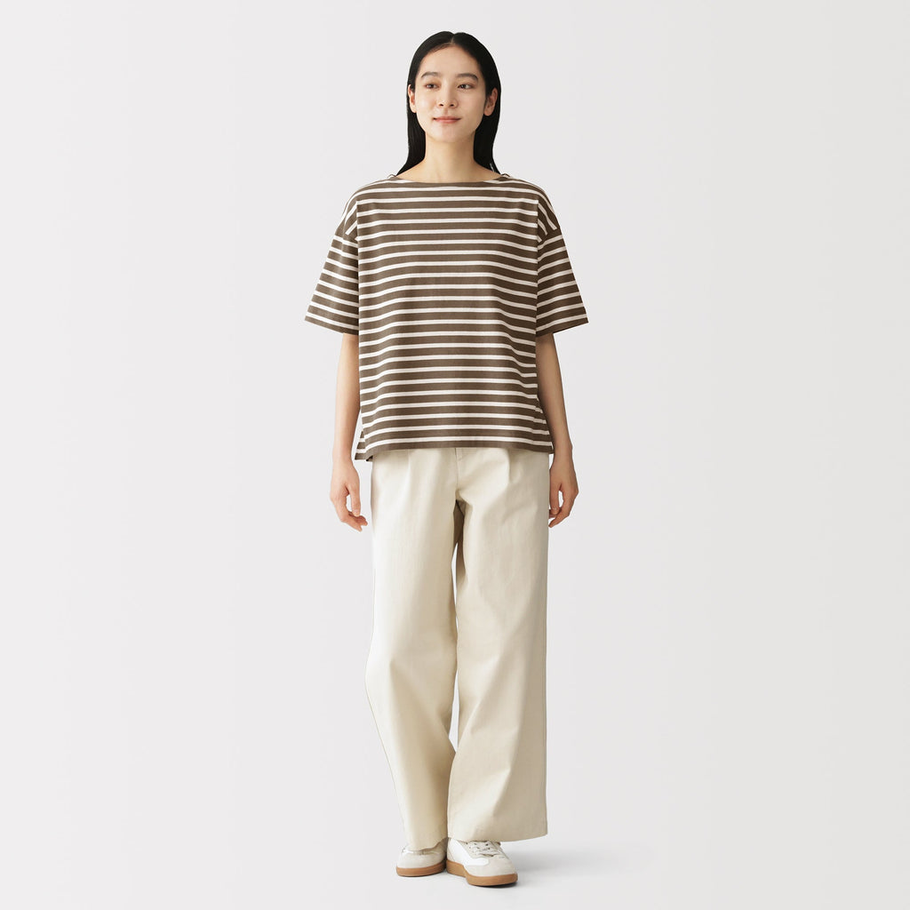 Cotton Jersey Boatneck T-Shirt