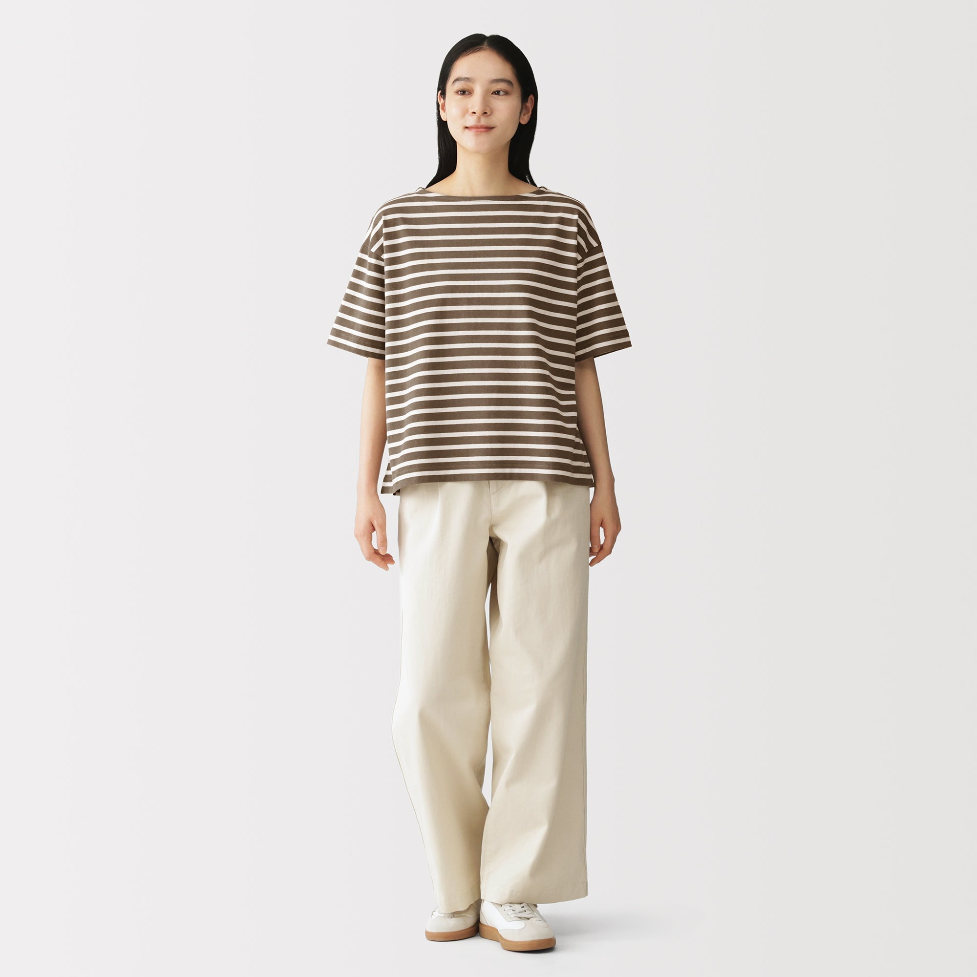 Cotton Jersey Boatneck T-Shirt