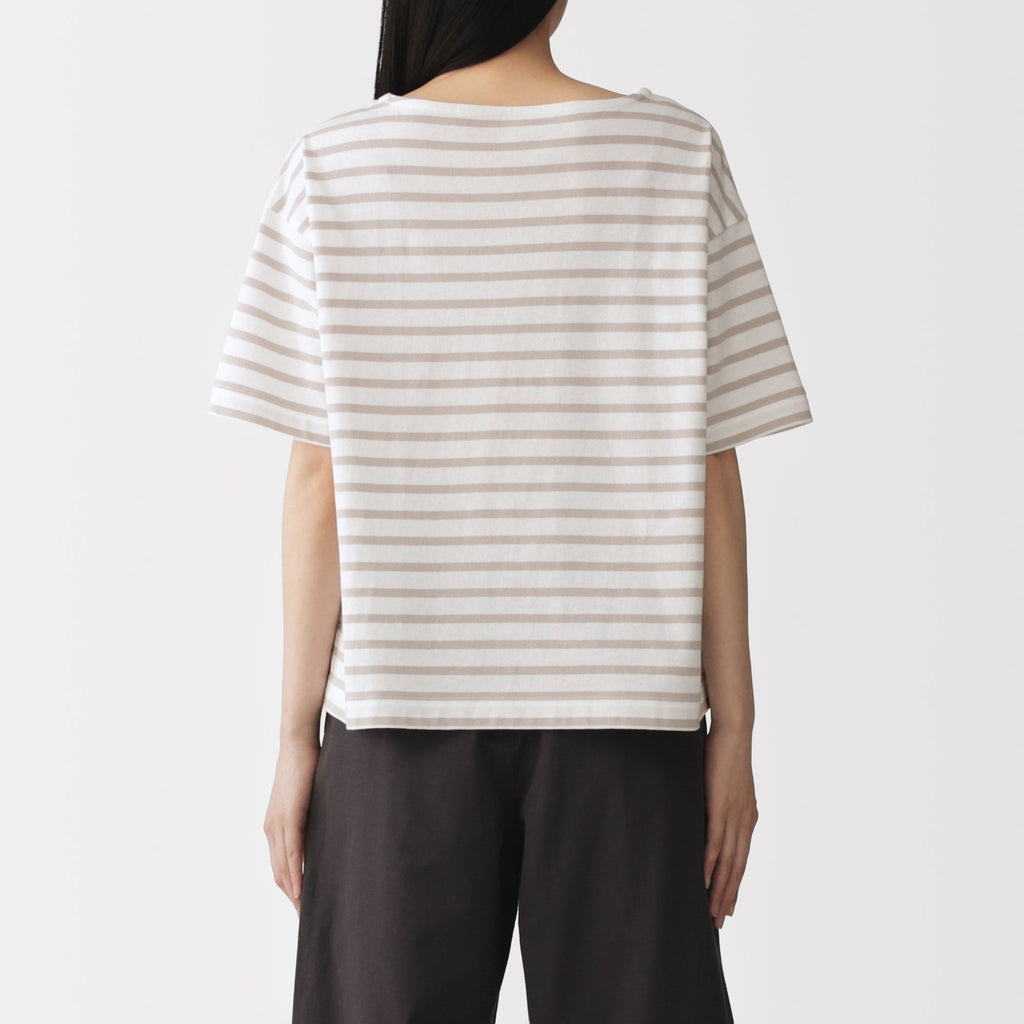 Cotton Jersey Boatneck T-Shirt