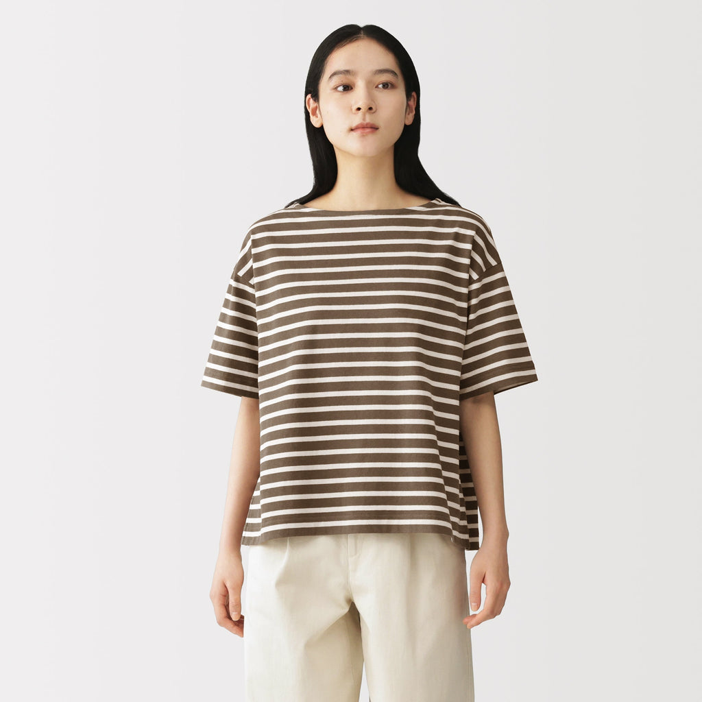 Cotton Jersey Boatneck T-Shirt