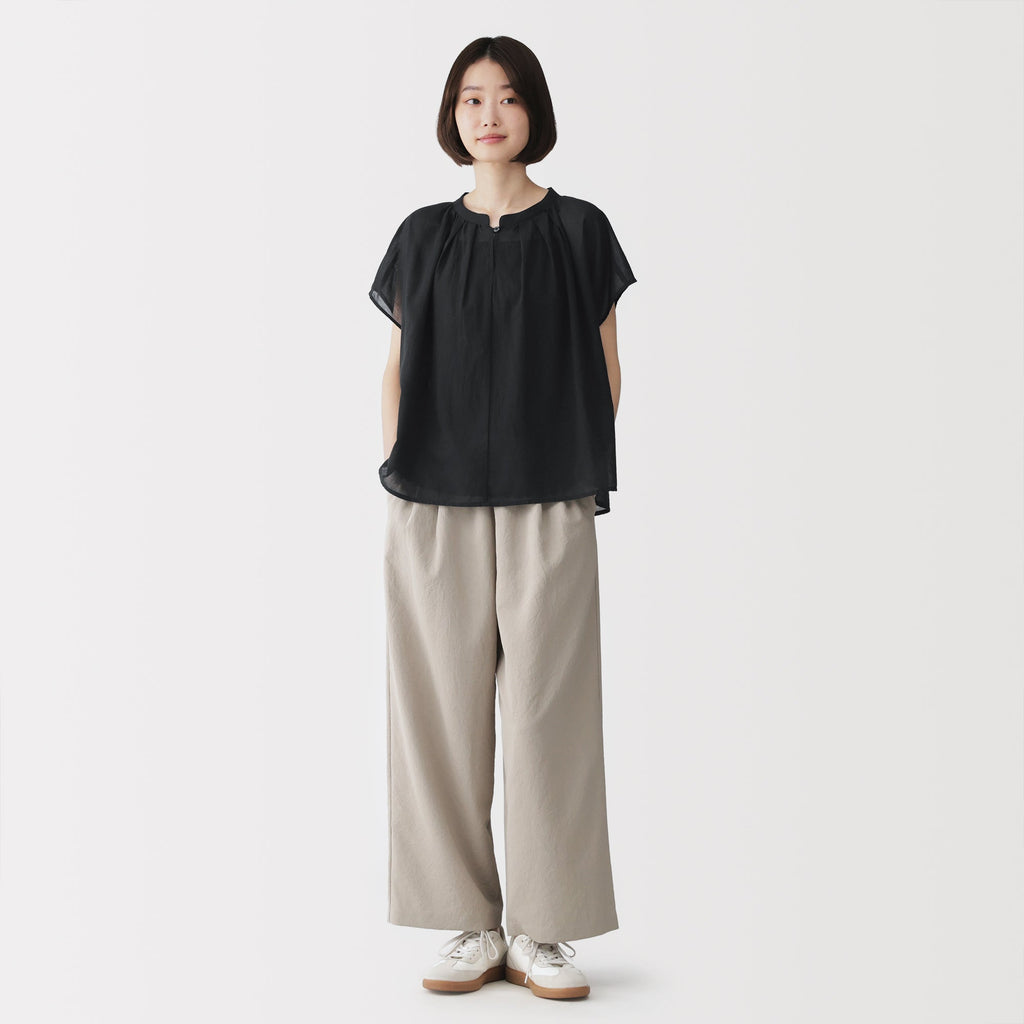 High-Twist Cotton Sheer Blouse