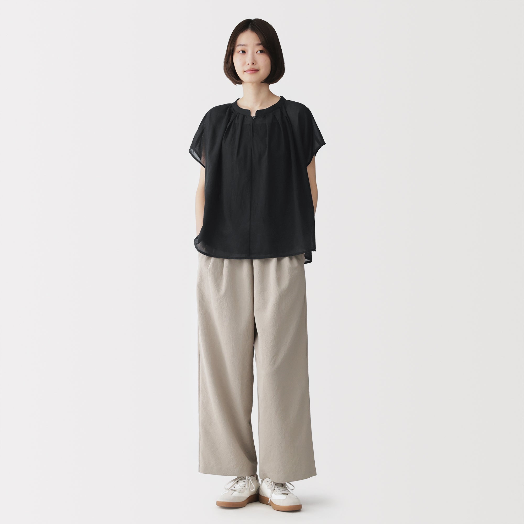 High-Twist Cotton Sheer Blouse